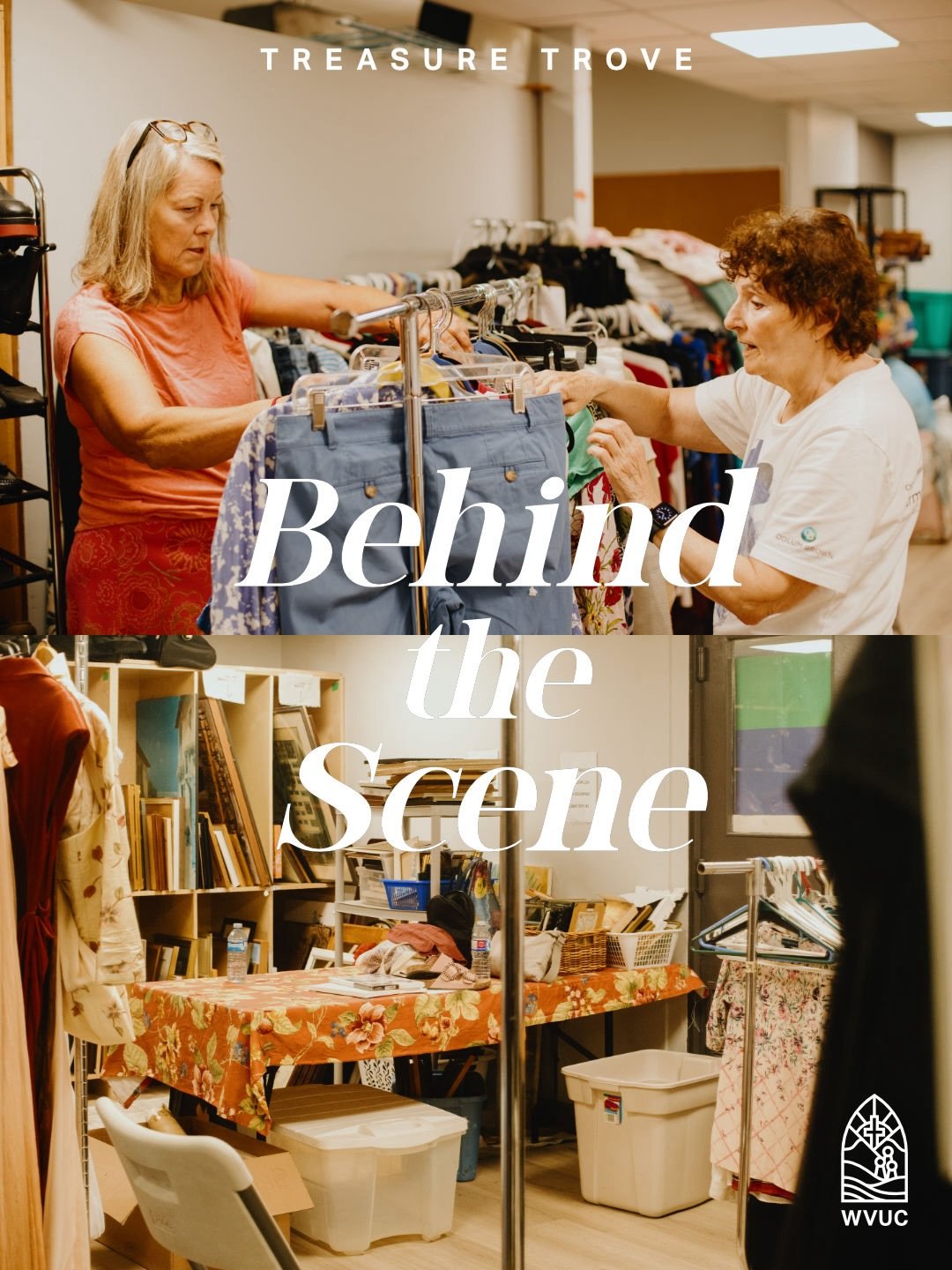Behind the scenes at the Treasure Trove, there&rsquo;s always something happening! Our volunteer team is constantly processing donations, carefully organizing items, and planning displays 🧺👗📚 With the September Pop-Up Sale coming up, a big thank y
