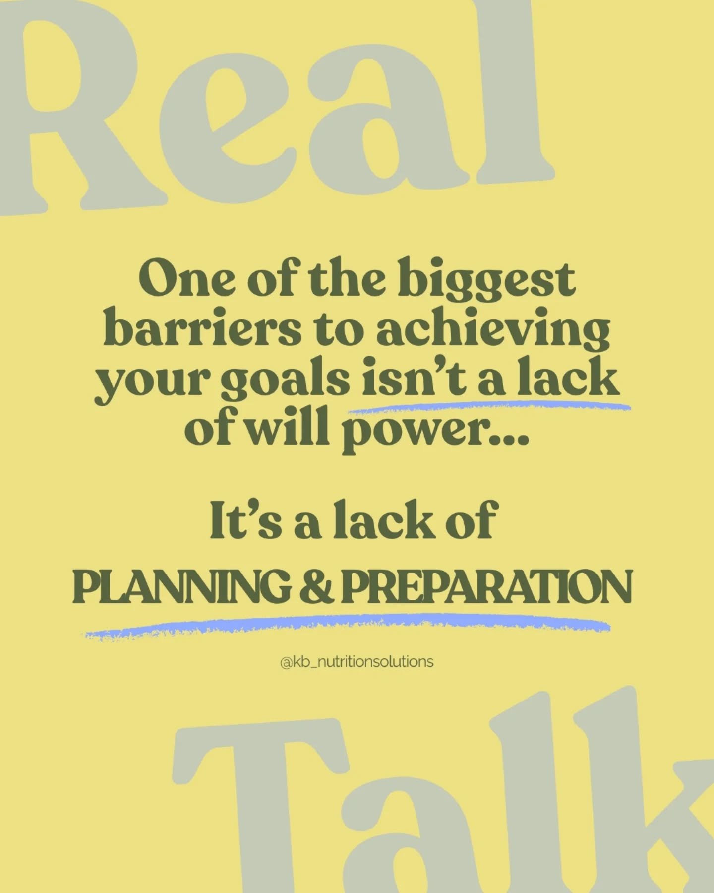 If your nutrition feels inconsistent, you probably need to look at your planning not your discipline. Performance habits aren&rsquo;t built on motivation and willpower, they&rsquo;re built on good planning and structure.

Planning= fewer decisions
Fe