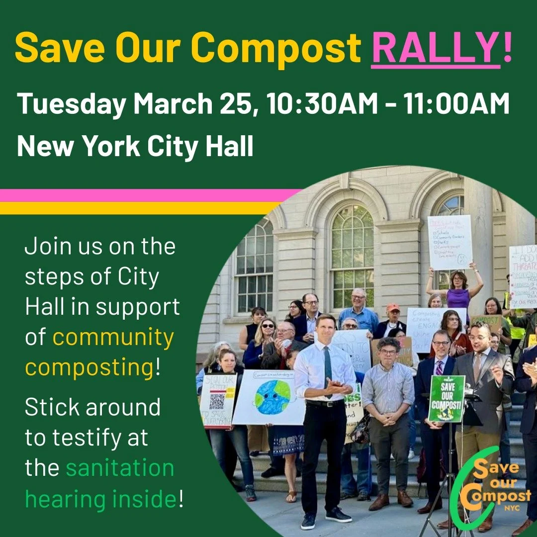 Join us Tuesday morning on the steps of City Hall to advocate for community composting!

We'll be celebrating composting successes &amp; working to ensure that community composting remains a priority in the City Council&rsquo;s budget.

Spread the wo