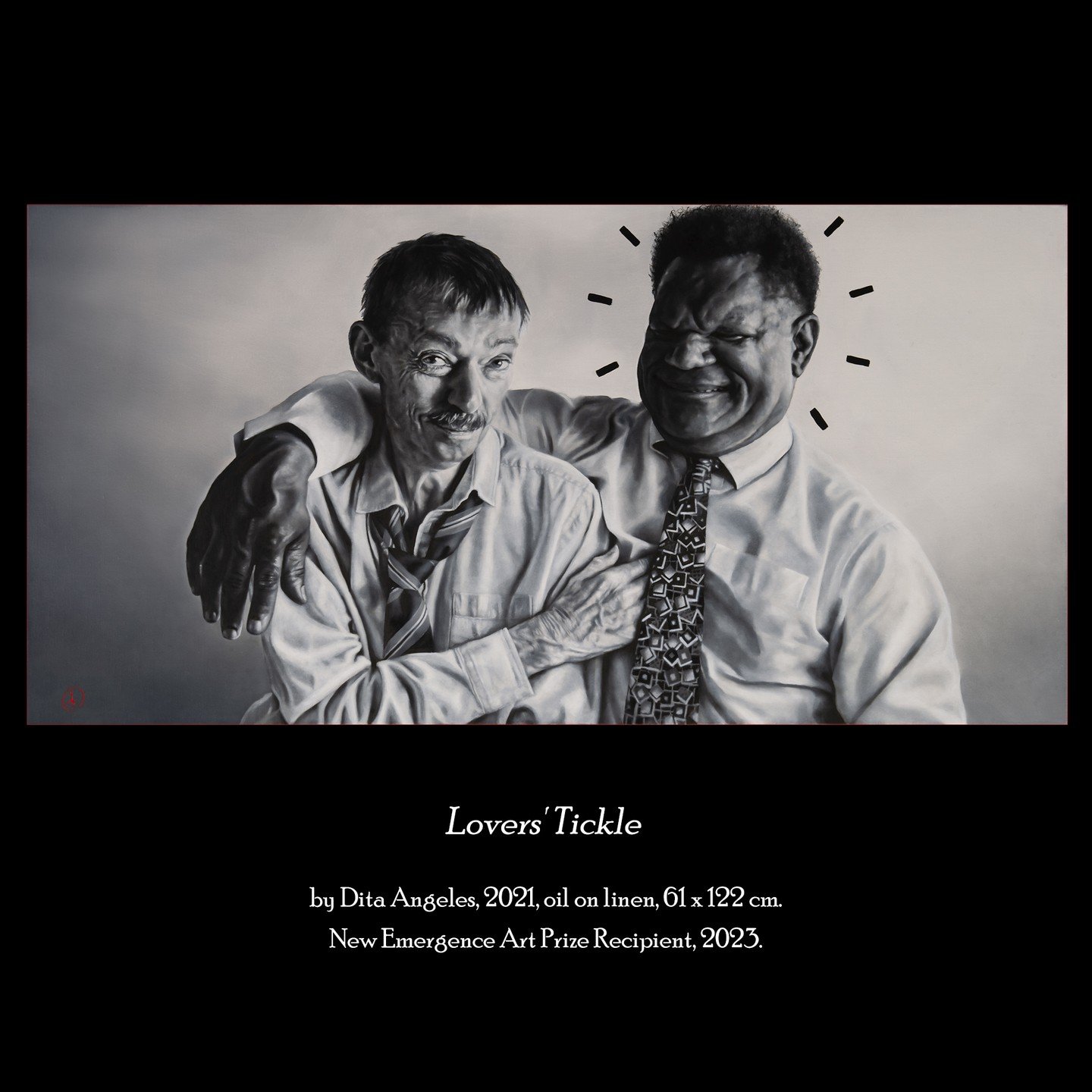 I can't believe it's been nearly a year since my heaping great thrill of receiving the 2023 New Emergence Art Prize for my painting &quot;Lovers' Tickle&quot; ❤️ How time flies when you're making art!

Entries are now open for 2024, so head to neweme