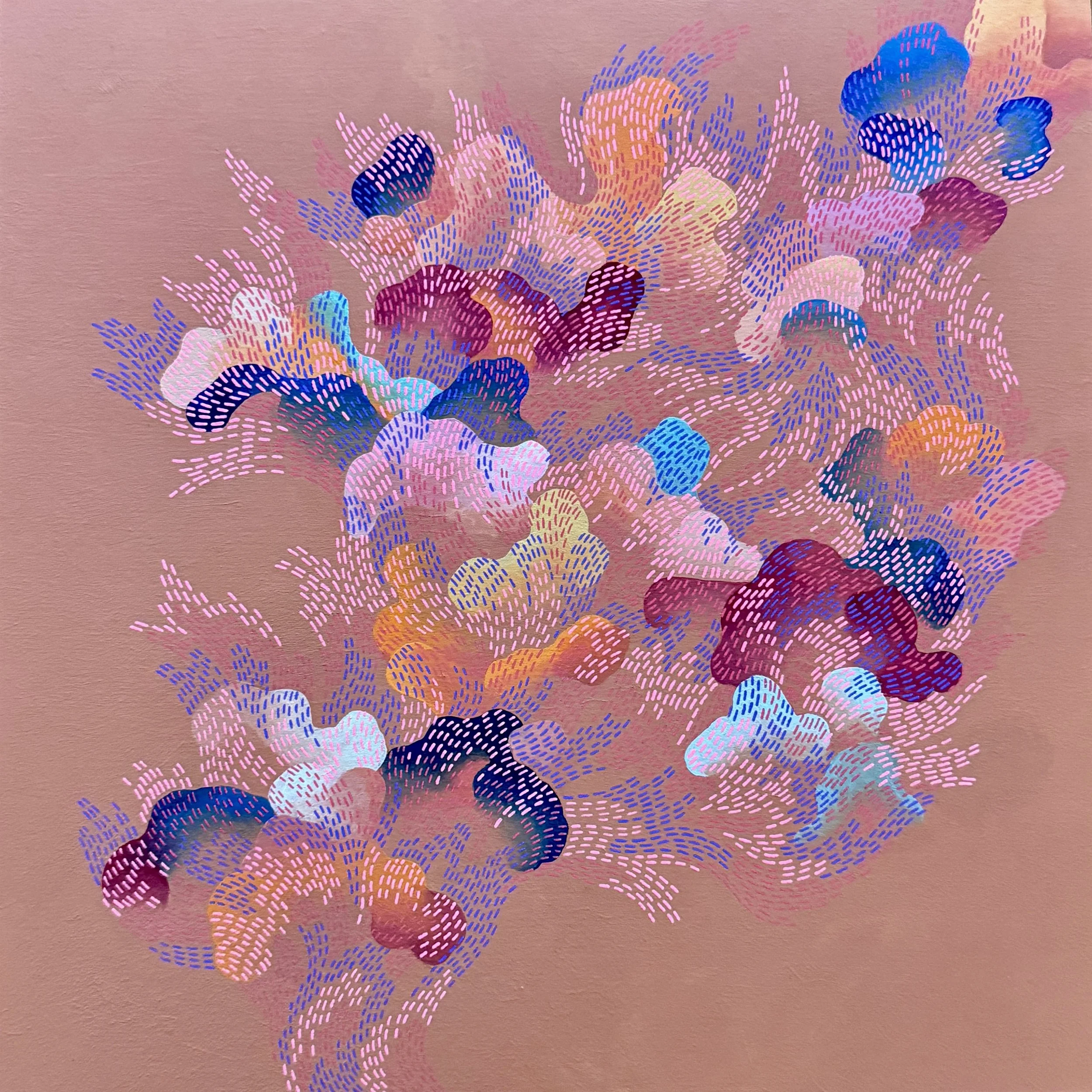 Kin . 2026 . Acrylic and Ink on Wood Panel . 12 x 12 [in] . AVAILABLE . Contact me: motimakes@gmail.com