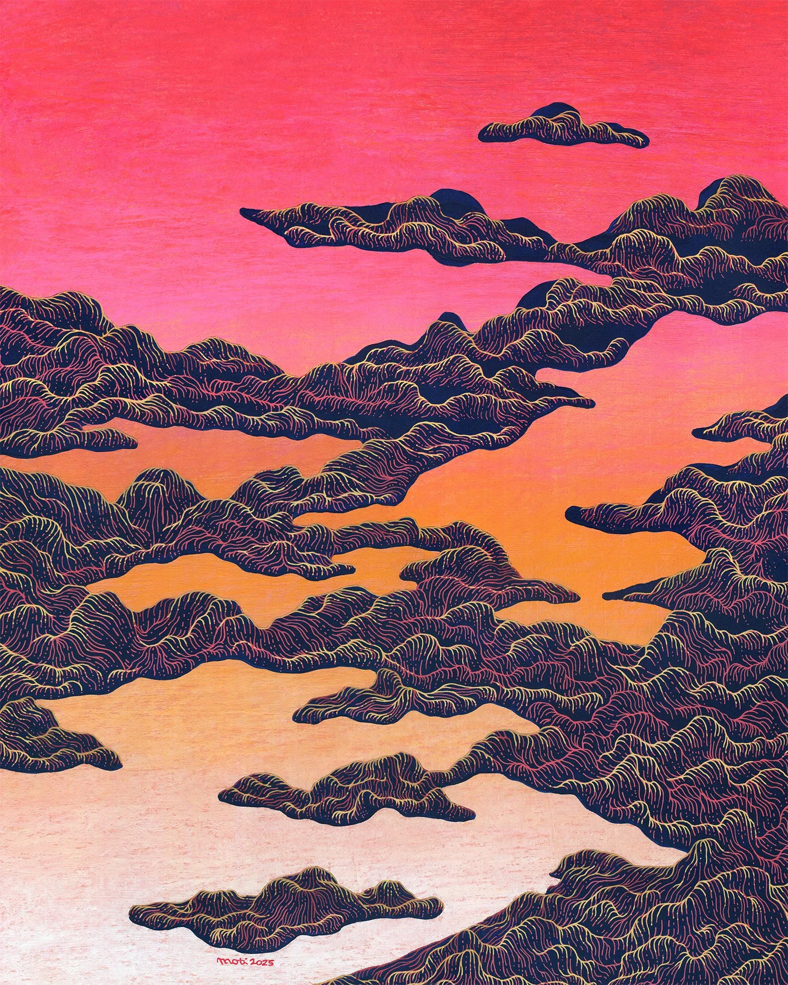 Tangerine . 2025 . Acrylic and Ink on Paper Board . 16 x 20 [in] . Sold . $1400