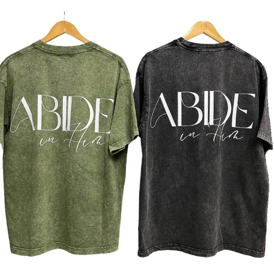 ABIDE IN HIM ACID WASH PREMIUM SHIRT
