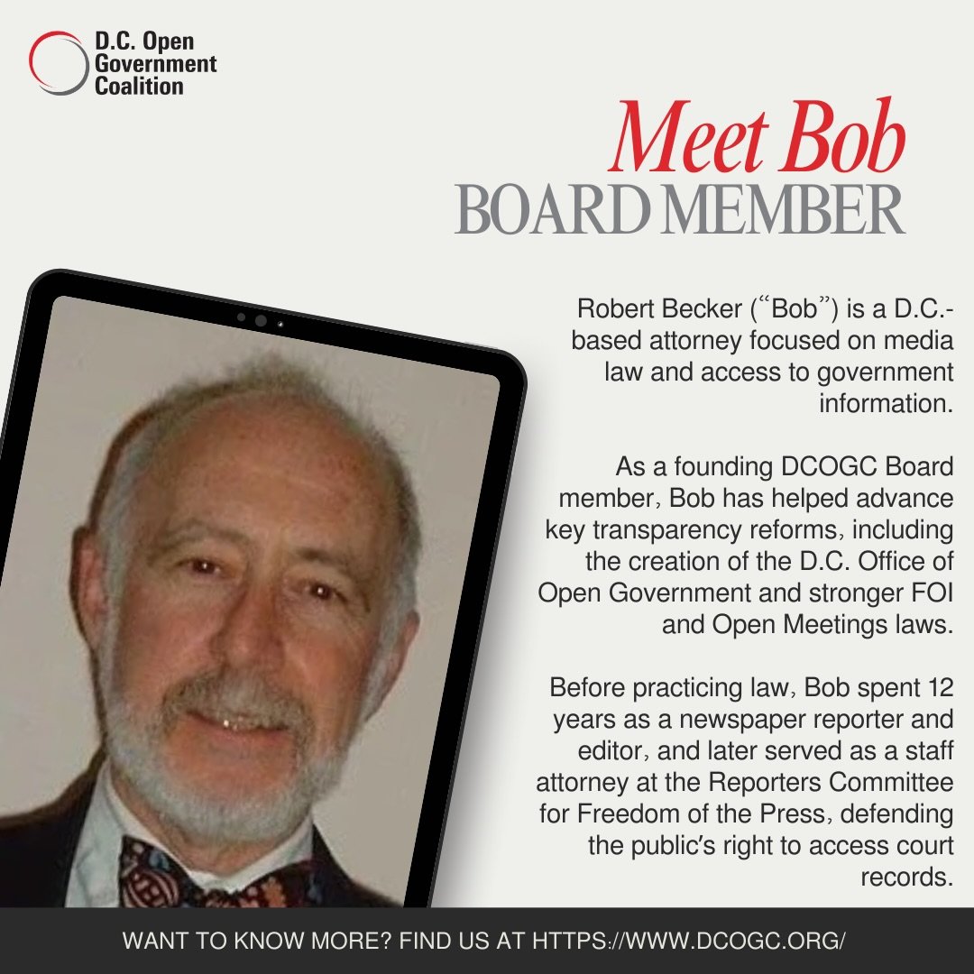 Journalism, law, and transparency&mdash;Bob brings decades of experience&nbsp;and expertise&nbsp;to the Coalition. From the newsroom to the courtroom to the policy table, he&rsquo;s spent his career advancing the public&rsquo;s right to access govern