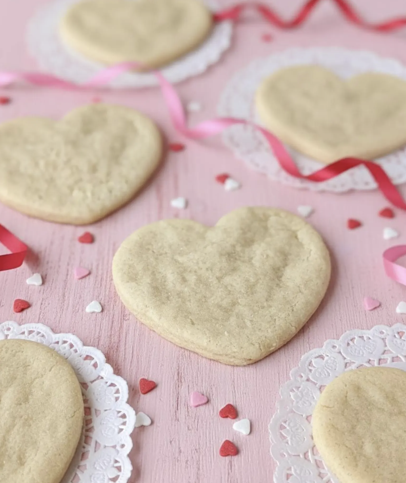 Vegan Heart Shape Sugar Cookies - Gluten Free Option Available