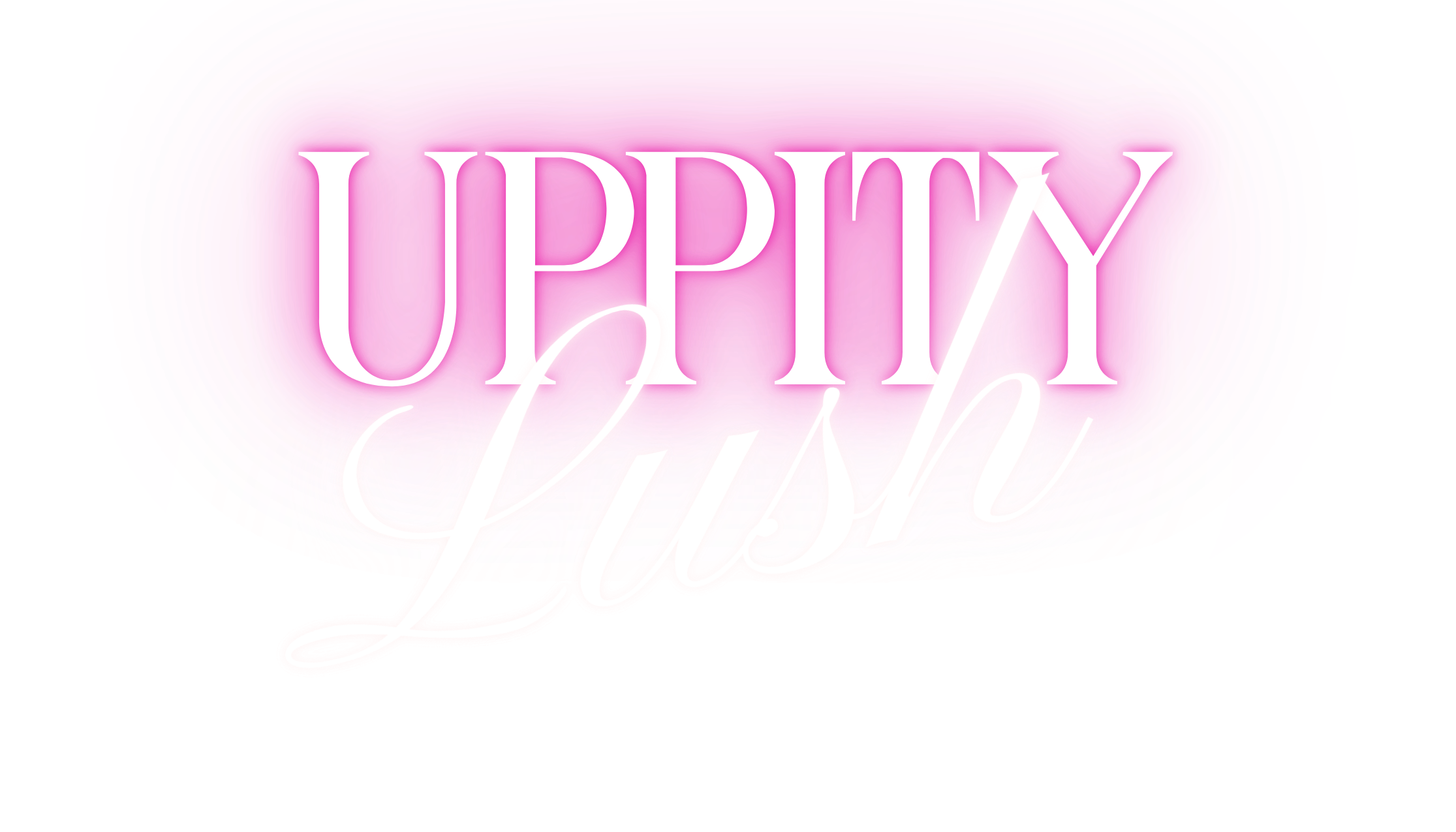 Pink and purple graphic with the text 'UPlIFTY & Lush' in large, white, stylish font.