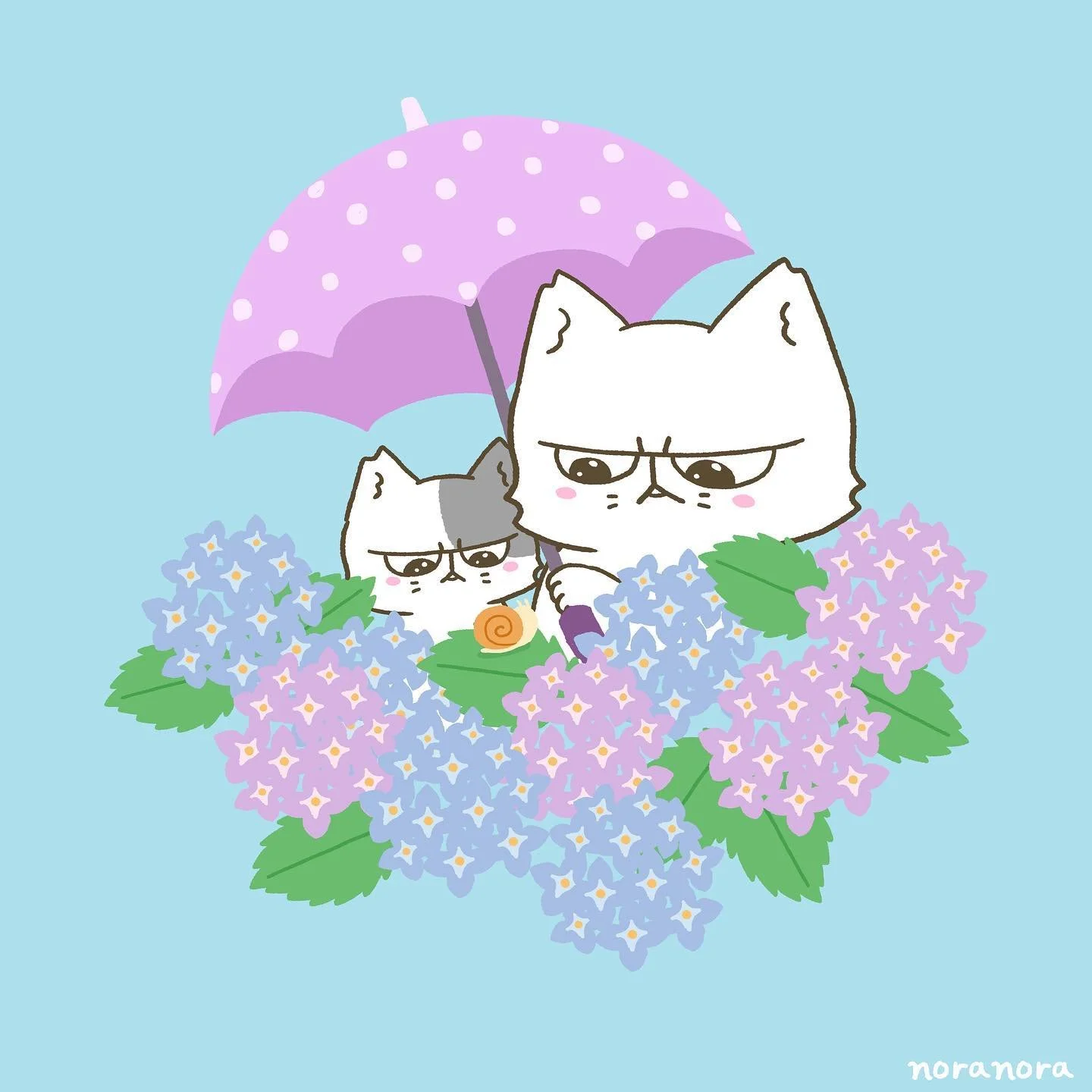 こんな出会いがあるのなら、
雨の日も悪くないかも？🐱

#おこねこ #okoneko #雨 #梅雨 #かたつむり #紫陽花 #猫 #ねこ #猫好きさんと繋がりたい #ねこすたぐらむ #ねこら部 #イラスト #絵描きさんと繋がりたい #イラスト好きな人と繋がりたい #cat #rainyday #catartistsofinstagram #catstagram #illustration #illustragram