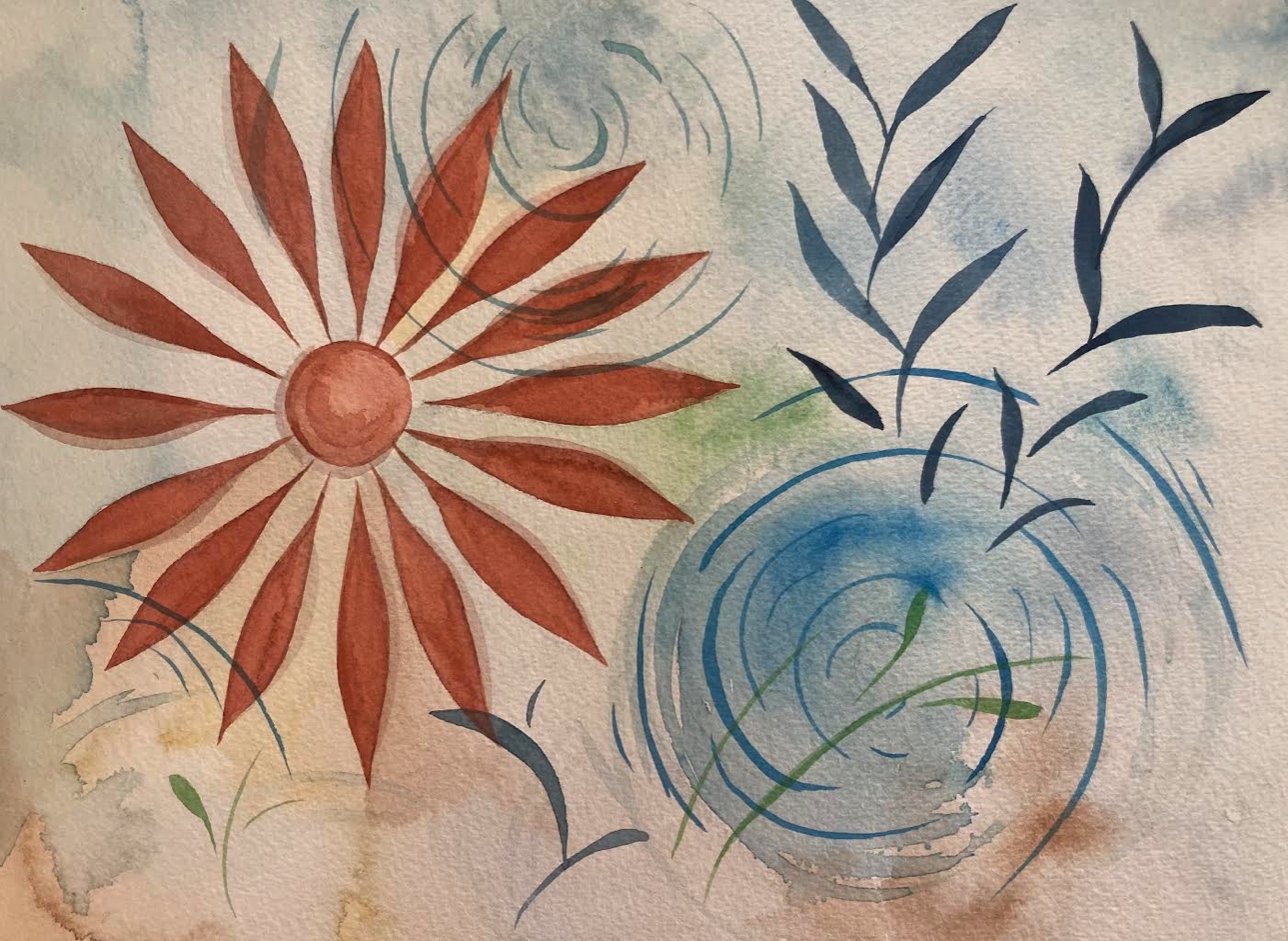 Reflections on the water with floating patterns 01