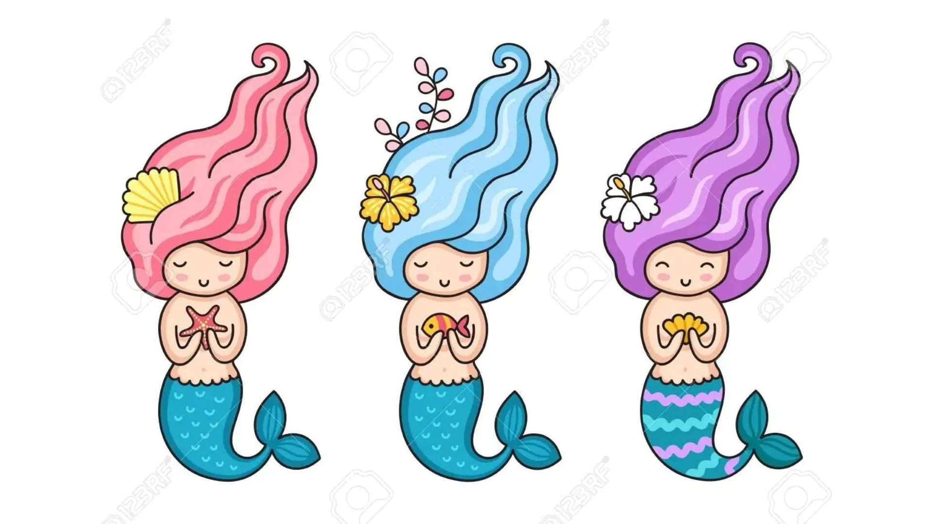 I used Анастасия Бойко’s mermaids for this project.