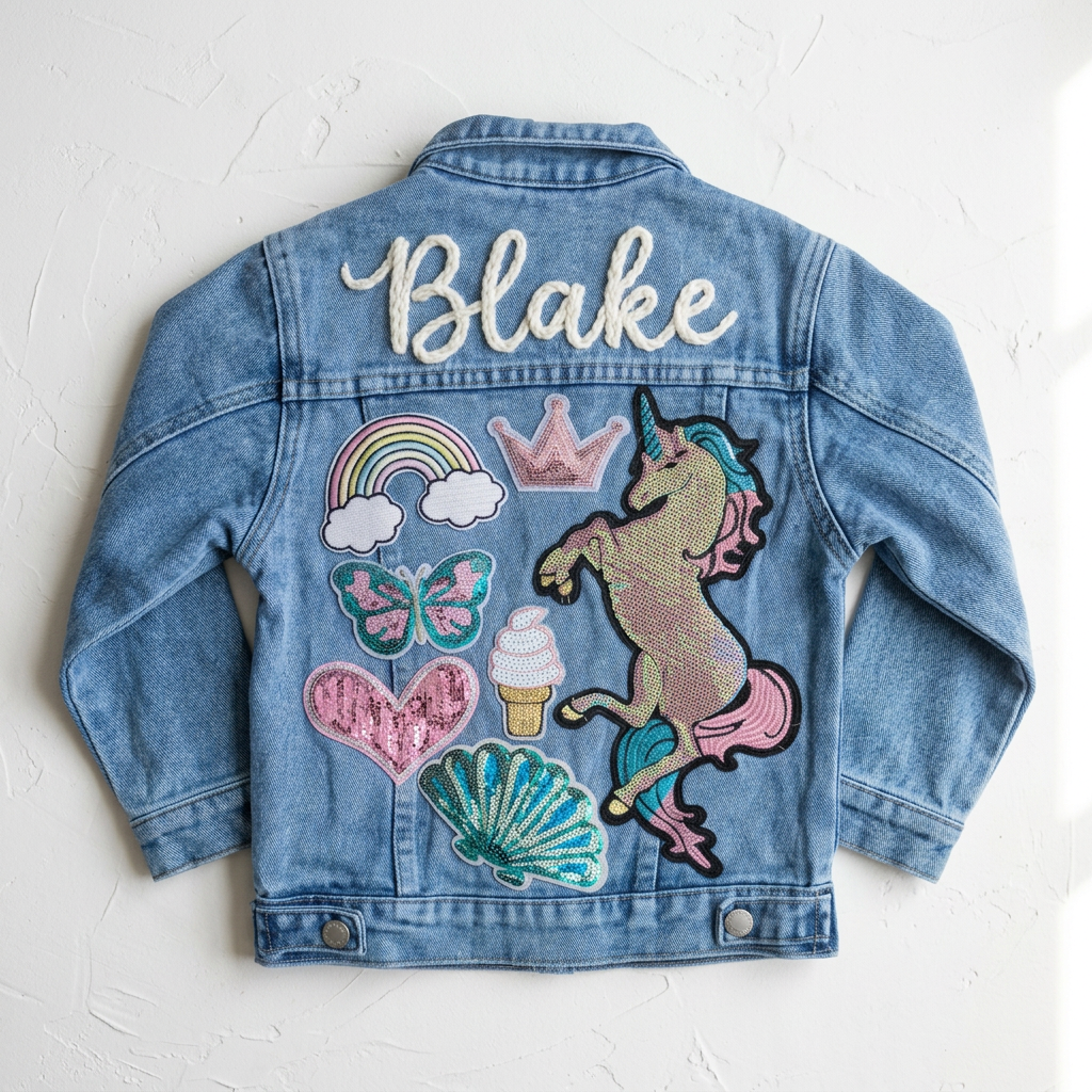 Kids Embroidery - 7 Patch Denim Jacket