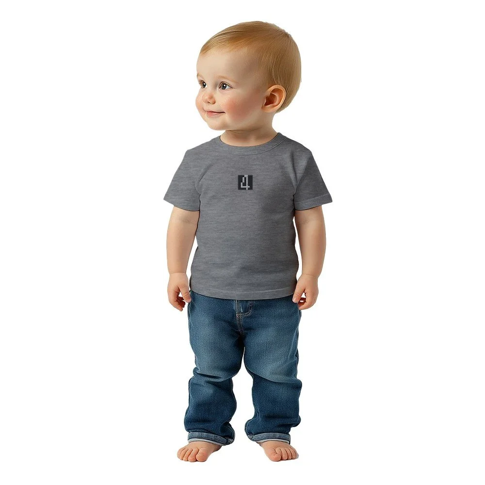 Classic Baby Crew neck T-shirt small front black embroided.
