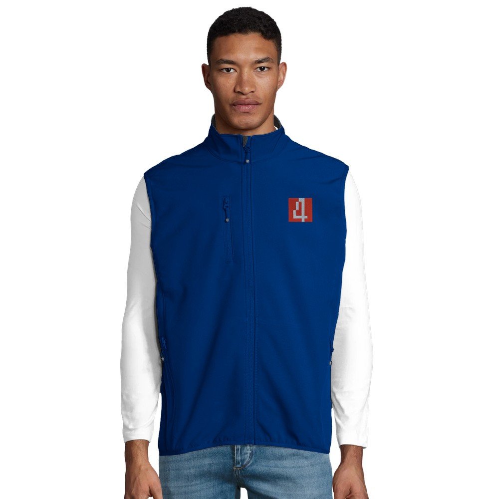 Men's Soft shell Body warmer Vest front red 4 embroided.