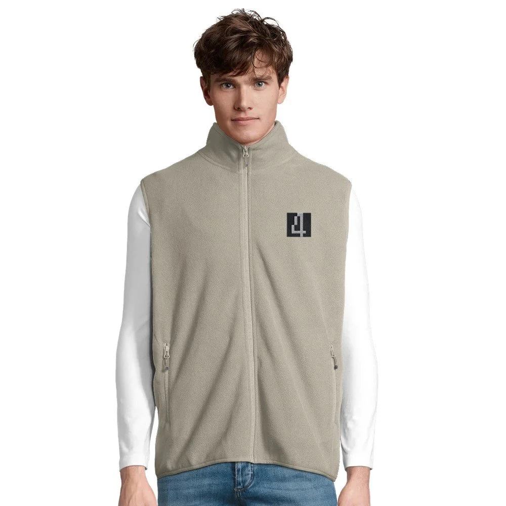 Unisex Micro fleece Zip vest front black 4 embroided.