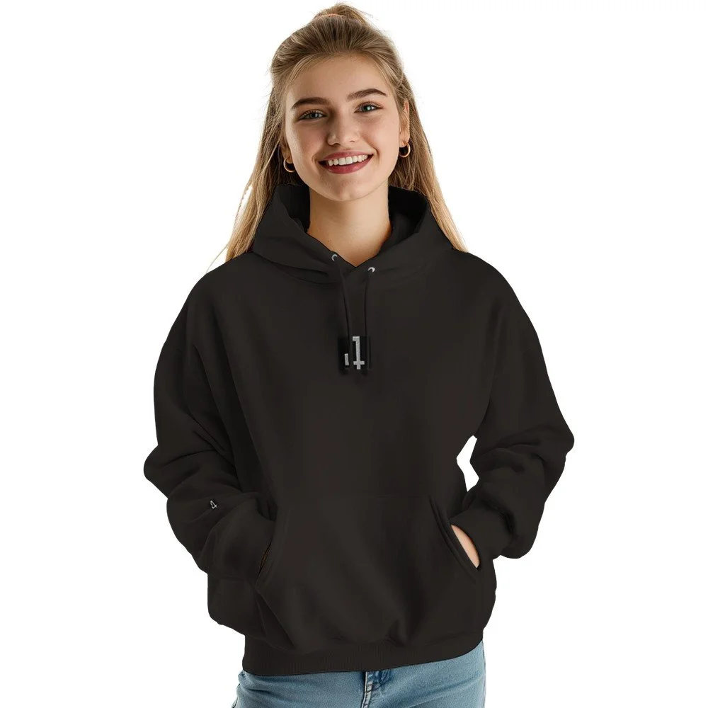 Premium Unisex Pullover Hoodie - Embroidered Sleeve Design, Soft Comfort