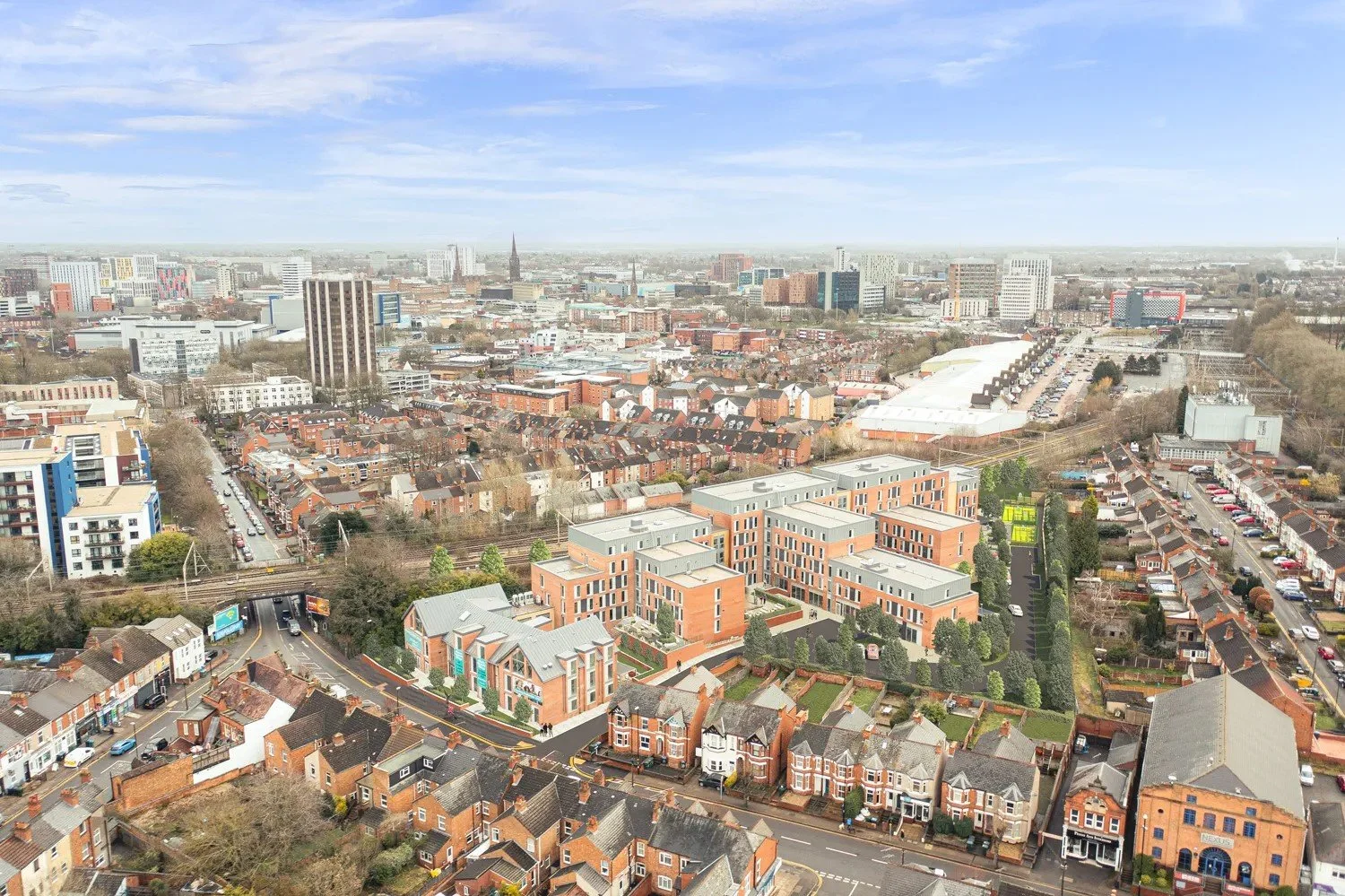 arial shot of Albany Road in Coventry