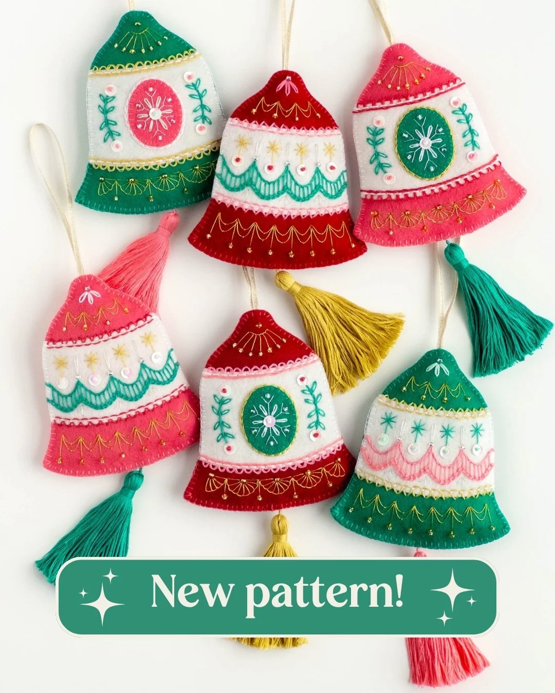 🔔🎄 Just dropped &ndash; the embroidered felt Christmas bells pattern is now live! Head to my website or Etsy shop for your pattern (both links are in my bio) and save 15% when you use code RINGADING15 at checkout. (This early bird offer only applie