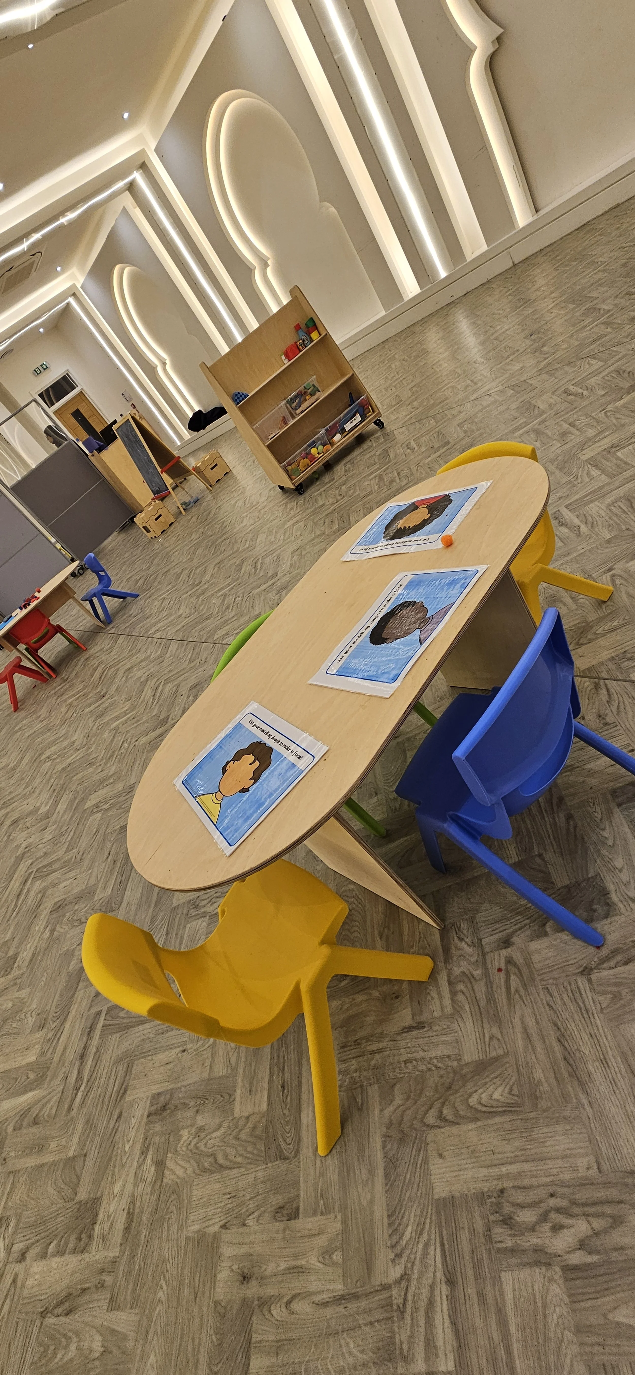 table in a nursery with activities for kids