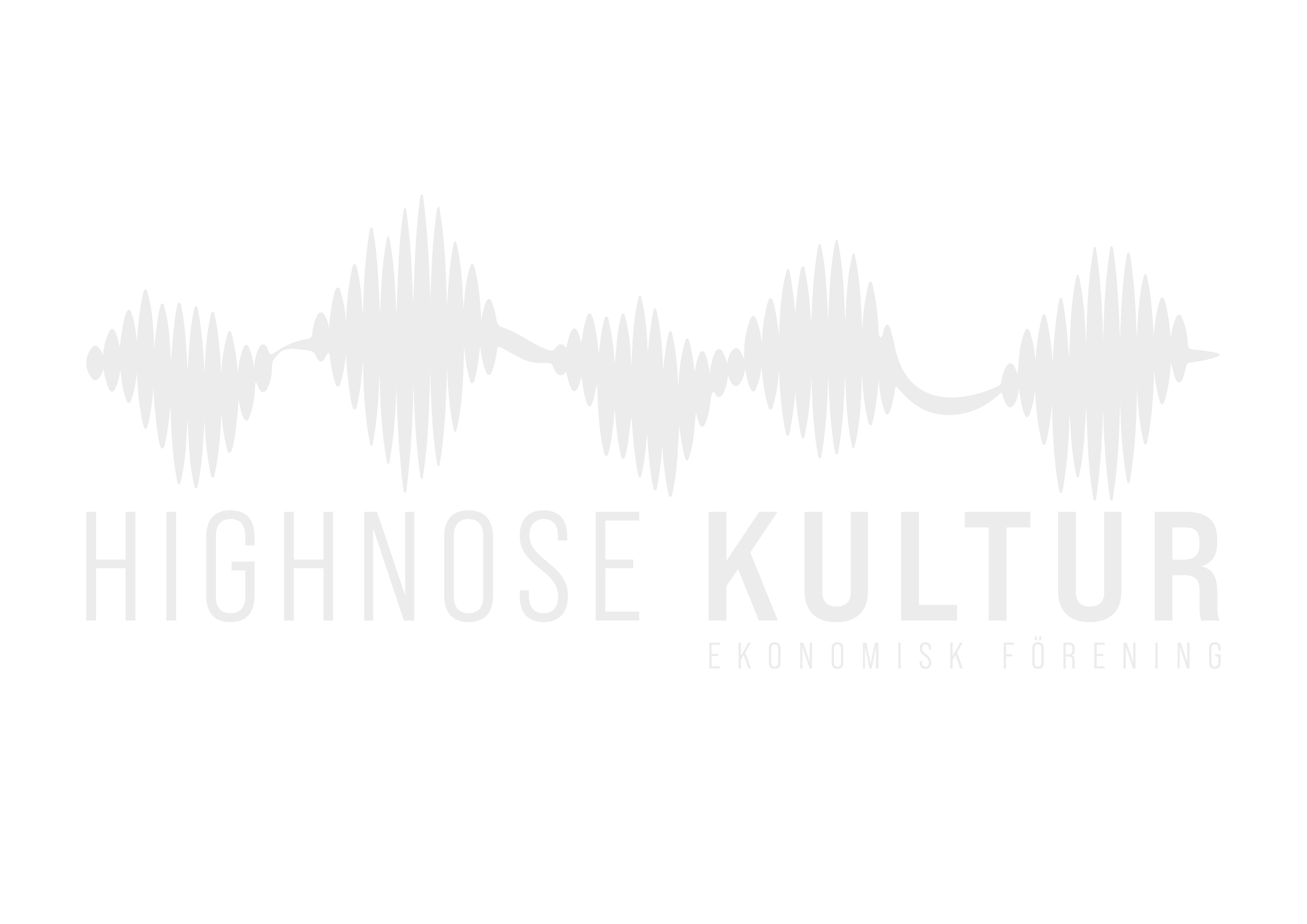 Logotyp för Högsbo Kultur med ljudvågor och text i vitt mot svart bakgrund.