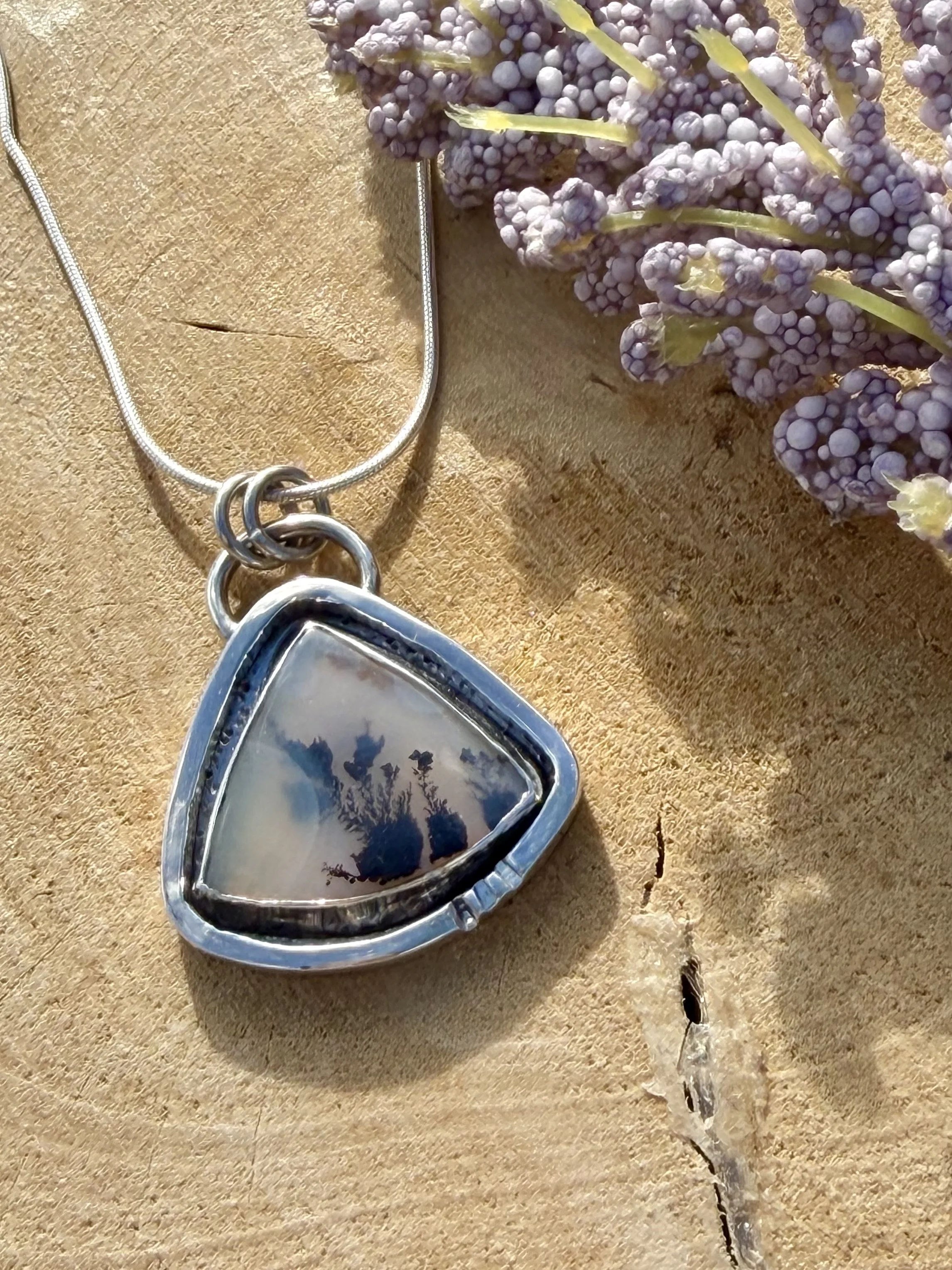 Dendritic Agate Triangle Necklace