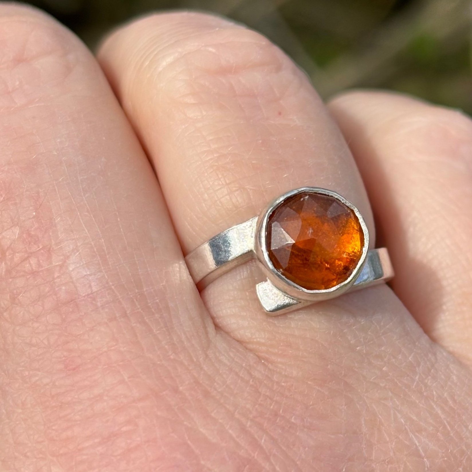 Orange kyanite ring. Size L
