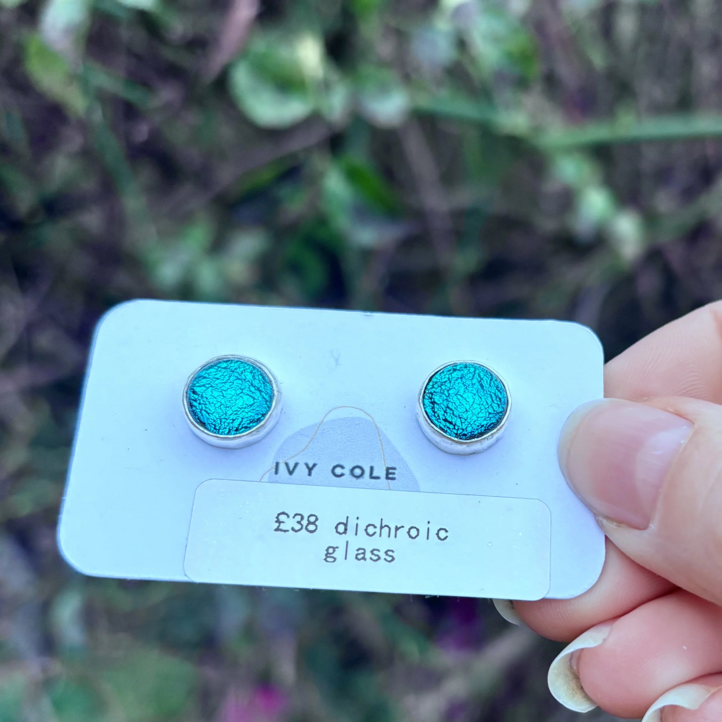Light Blue Dichroic Glass Stud