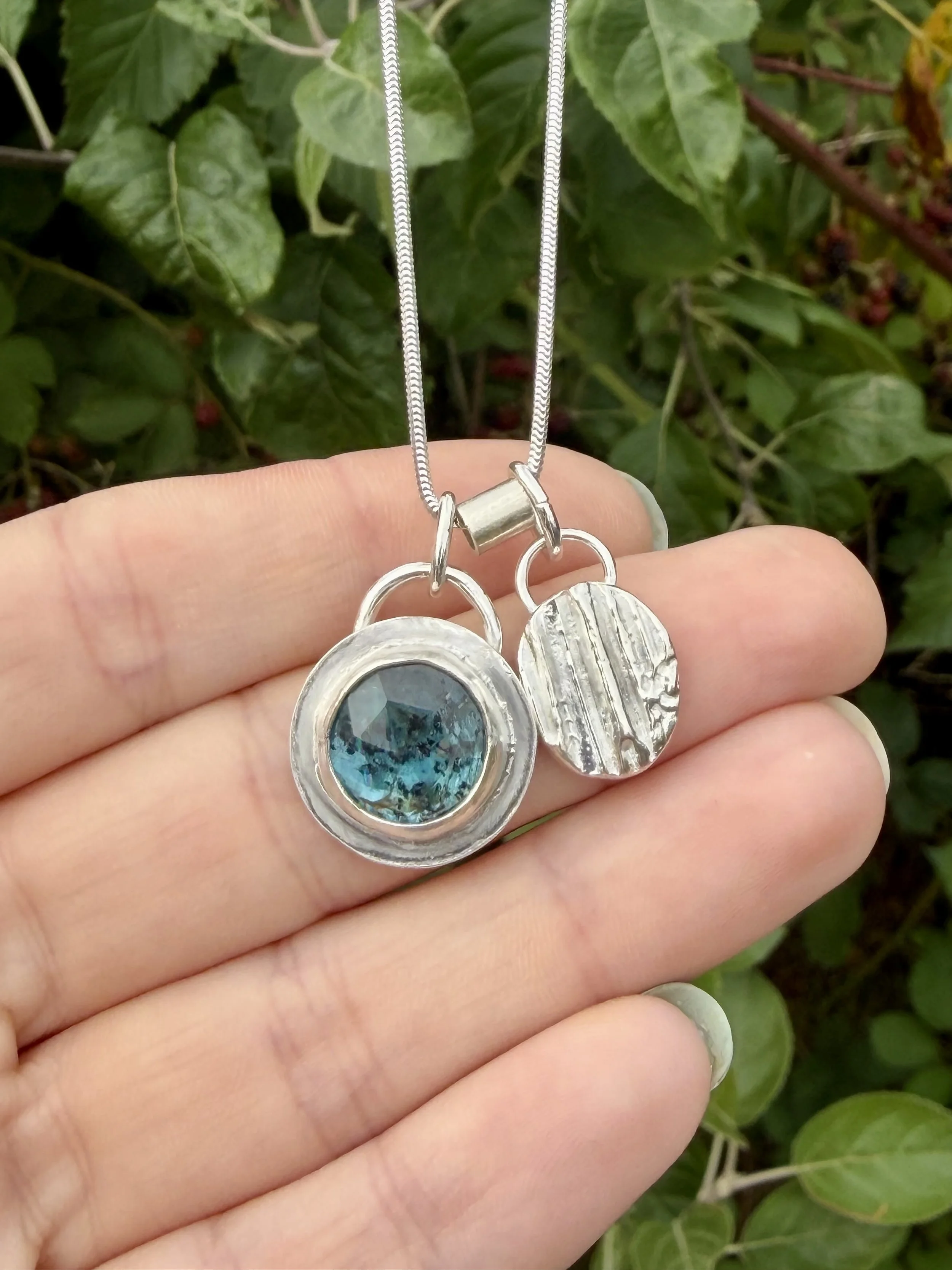 Kyanite & Textured Charm Necklace