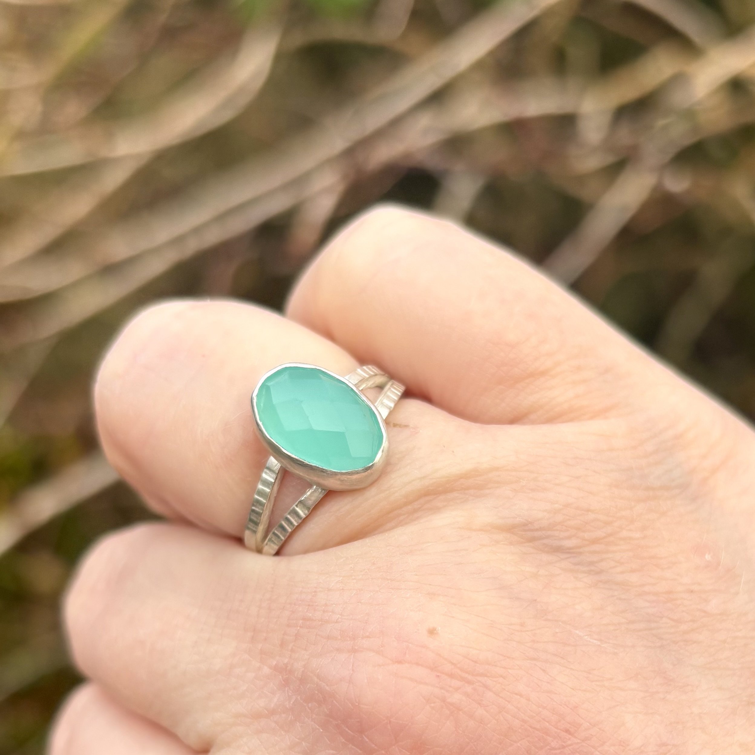 Aqua Chalcedony ring size 0 1/2