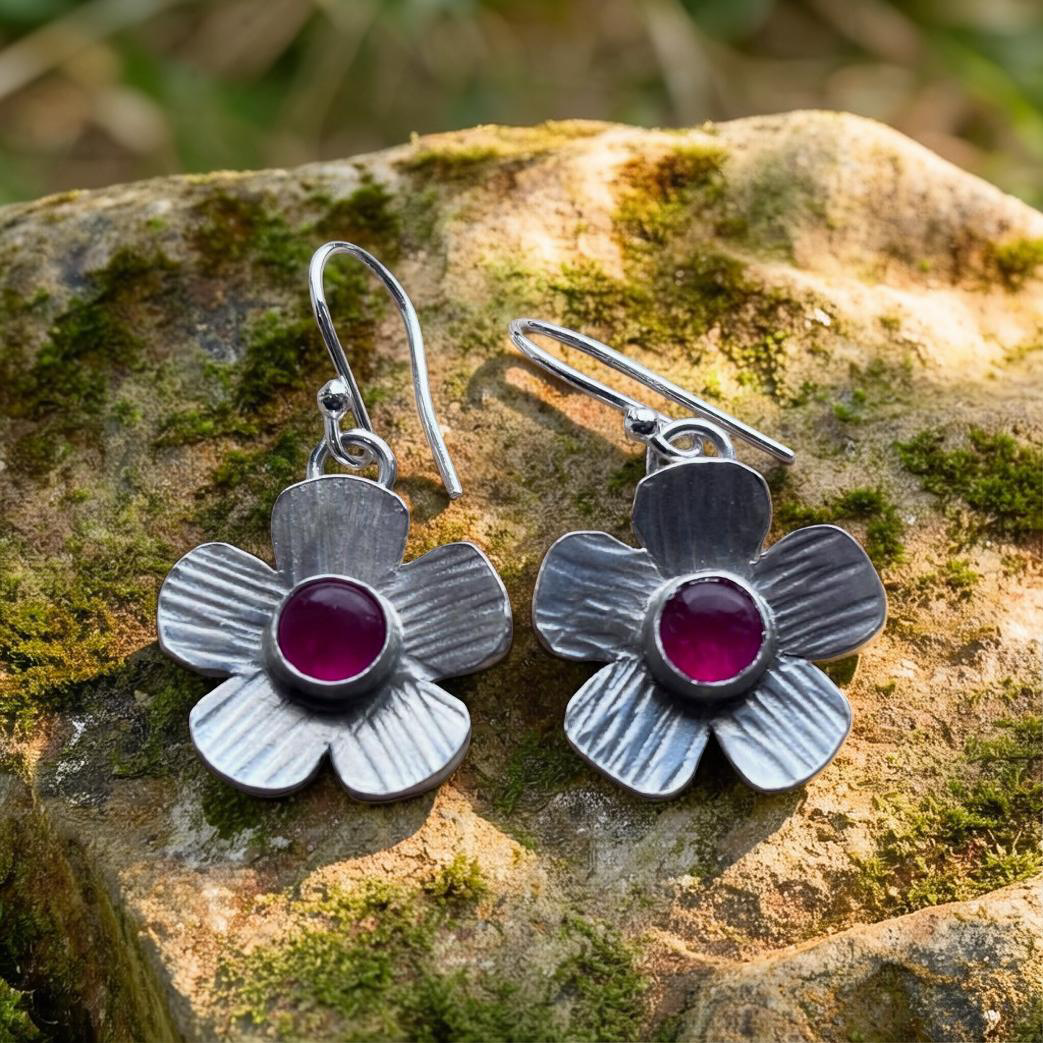 Jade flower earrings