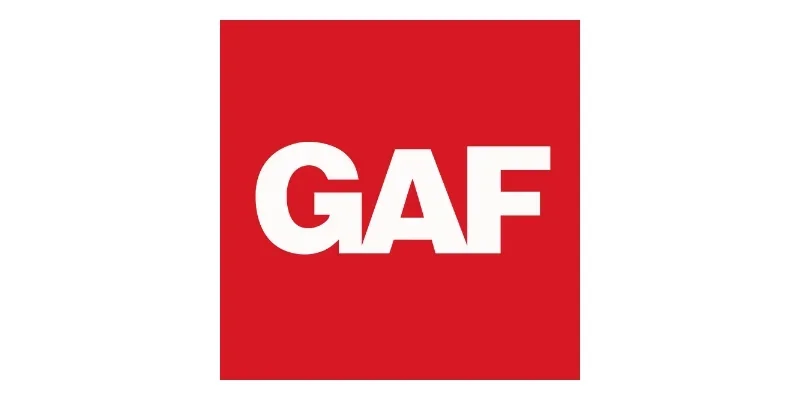 Red square background with the white bold text "GAF" centered.