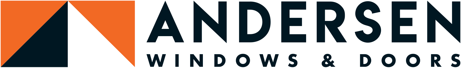 Logo of Andersen Windows & Doors featuring a stylized mountain with orange, black, and white shapes.