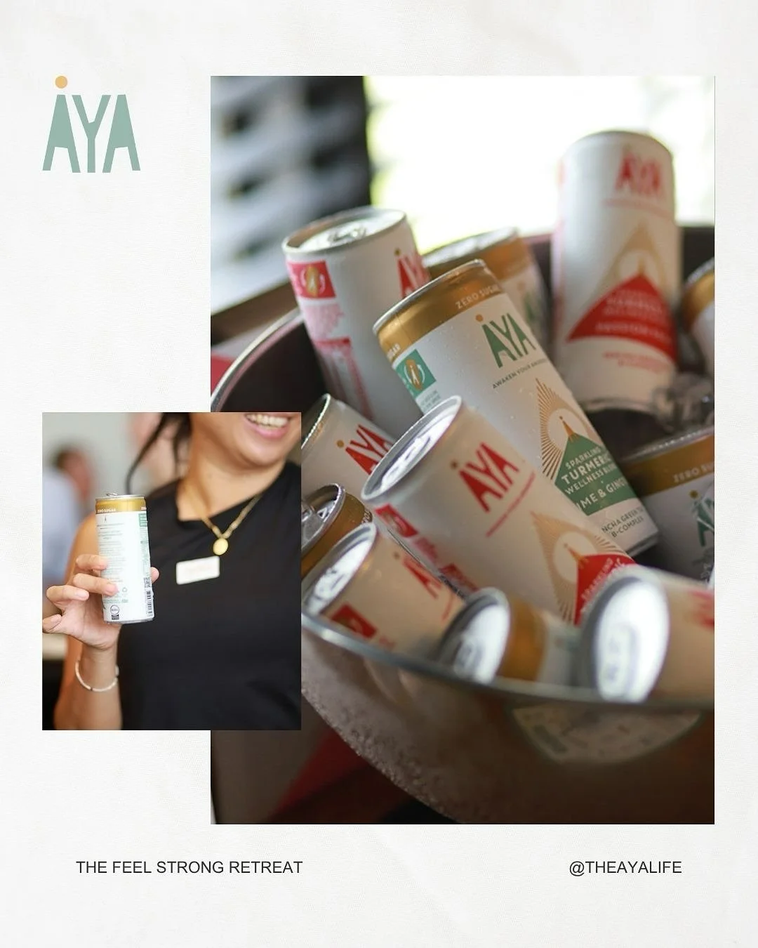 ✨ @theayalife &mdash; Good Vibes in a Bottle

Such a cool brand, and we were so lucky to have them at the Feel Grateful Retreat! 💛

We&rsquo;re obsessed with their Turmeric Sparkling Drink &mdash; zesty, refreshing, and full of anti-inflammatory goo
