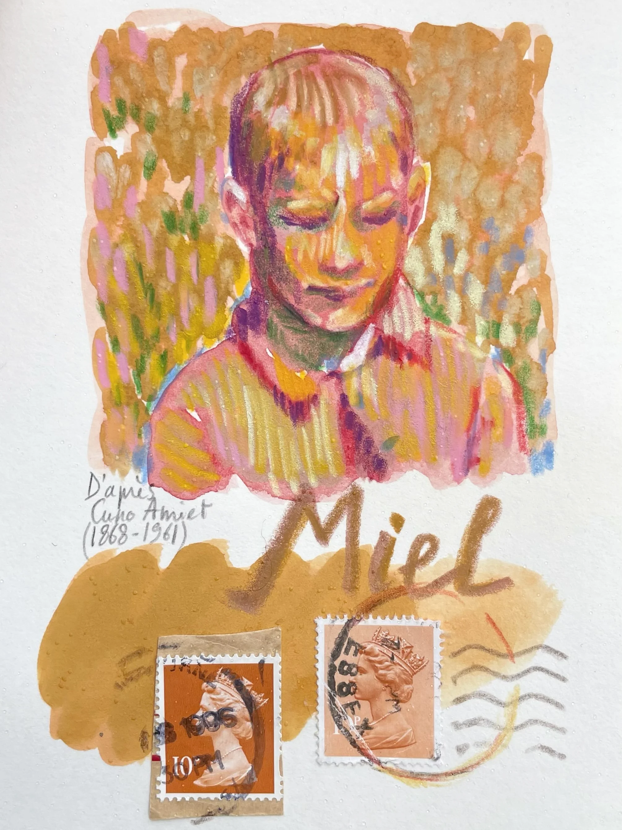 13 Octobre : Miel #colorstober 
J&rsquo;ai eu un plaisir fou &agrave; plonger dans ce portrait de Cuno Amiet d&eacute;couvert sur le compte de @figurative_painters il y a assez longtemps. Je garde pr&eacute;cieusement enregistr&eacute;s dans un dossi