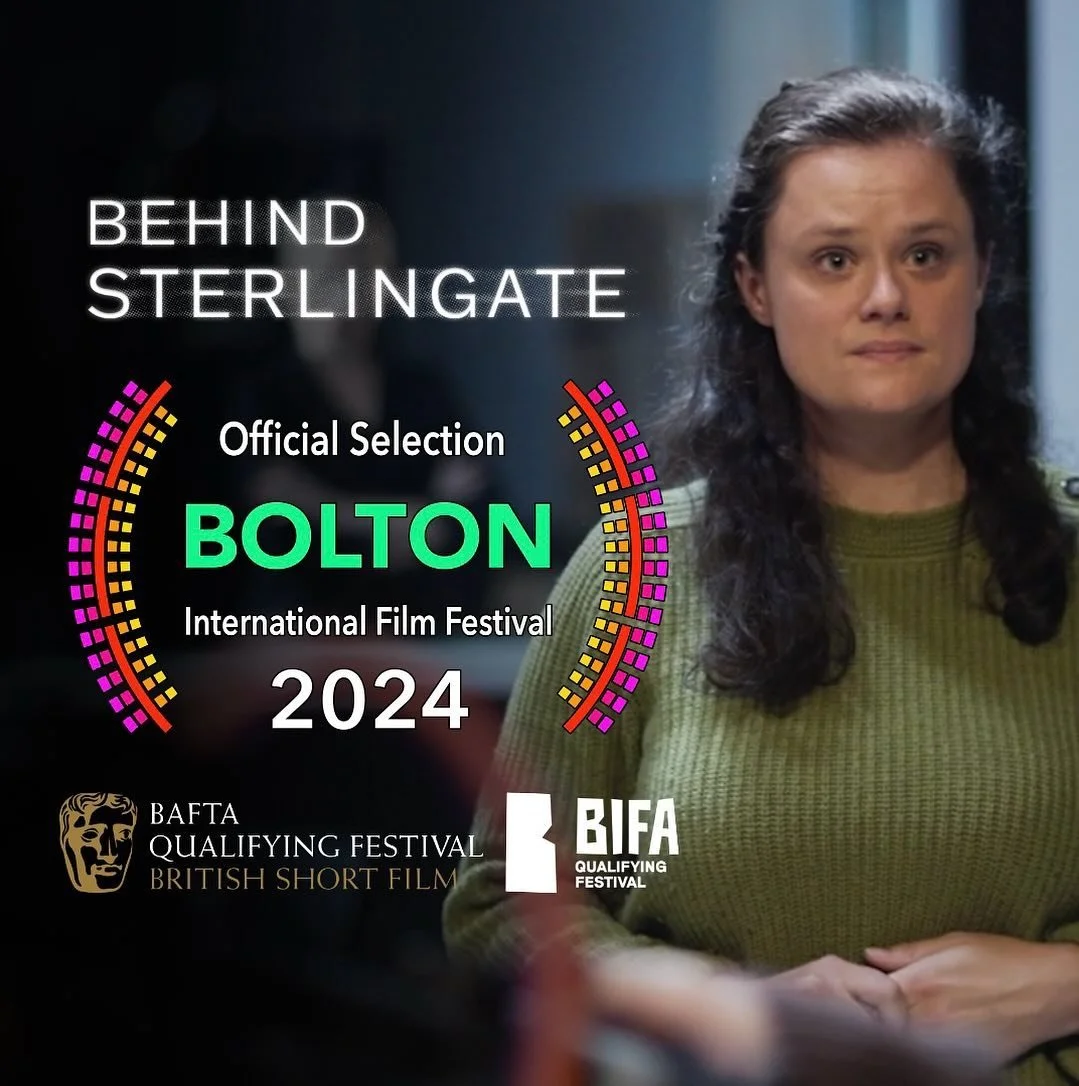 We are delighted to announce that Behind Sterlingate is heading to Bolton International Film Festival @boltonfilmfest in October! Our first BAFTA qualifying festival! 🎬👏

Directors &amp; Writers @damienfowler_ @martha.elsen
Producer @aengus.md
Dire