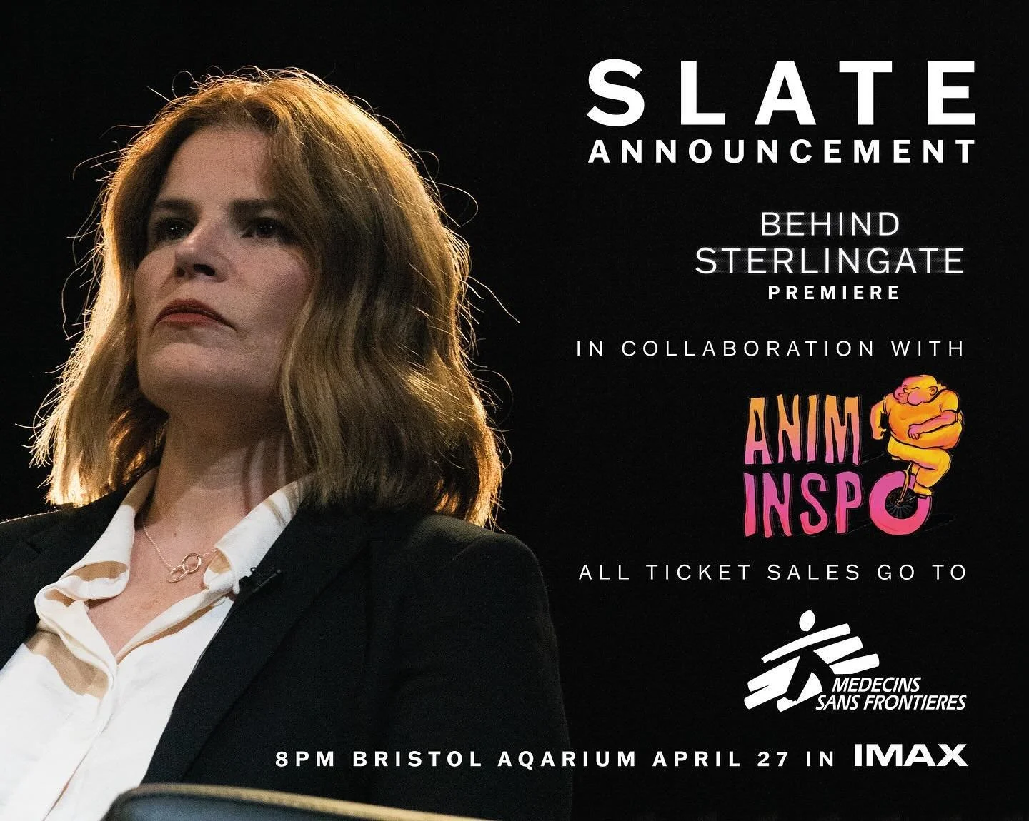 The Behind Sterlingate team are proud to announce that all Ticket Sales from the premiere will be donated to Medecins Sans Frontieres ( @doctorswithoutborders ) who provide medical support and surgical care in conflict zones, natural disasters and re