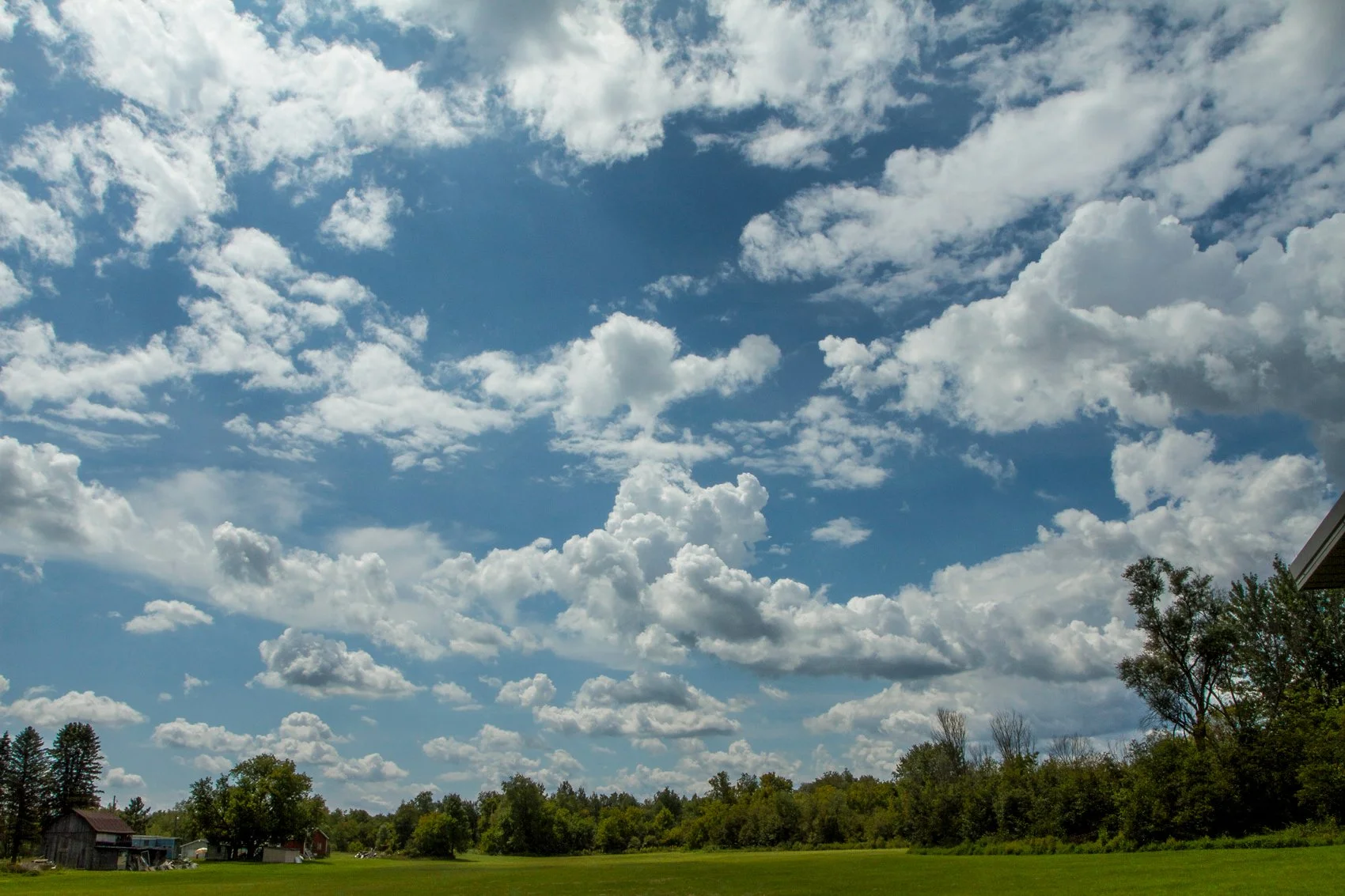Big clouds floating in a blue sky