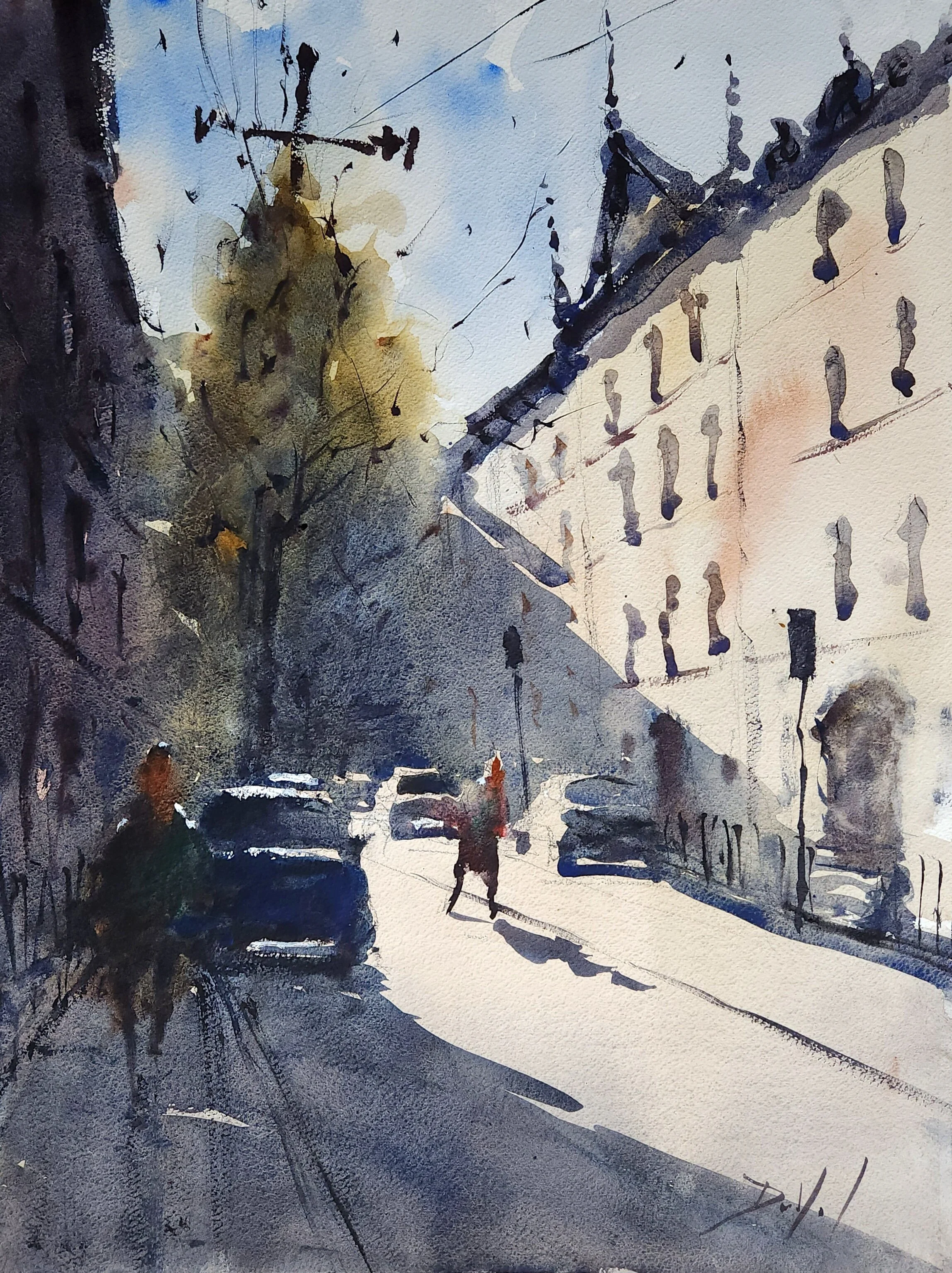 Hoboken Morning, watercolor on paper, 18 x 24 inches