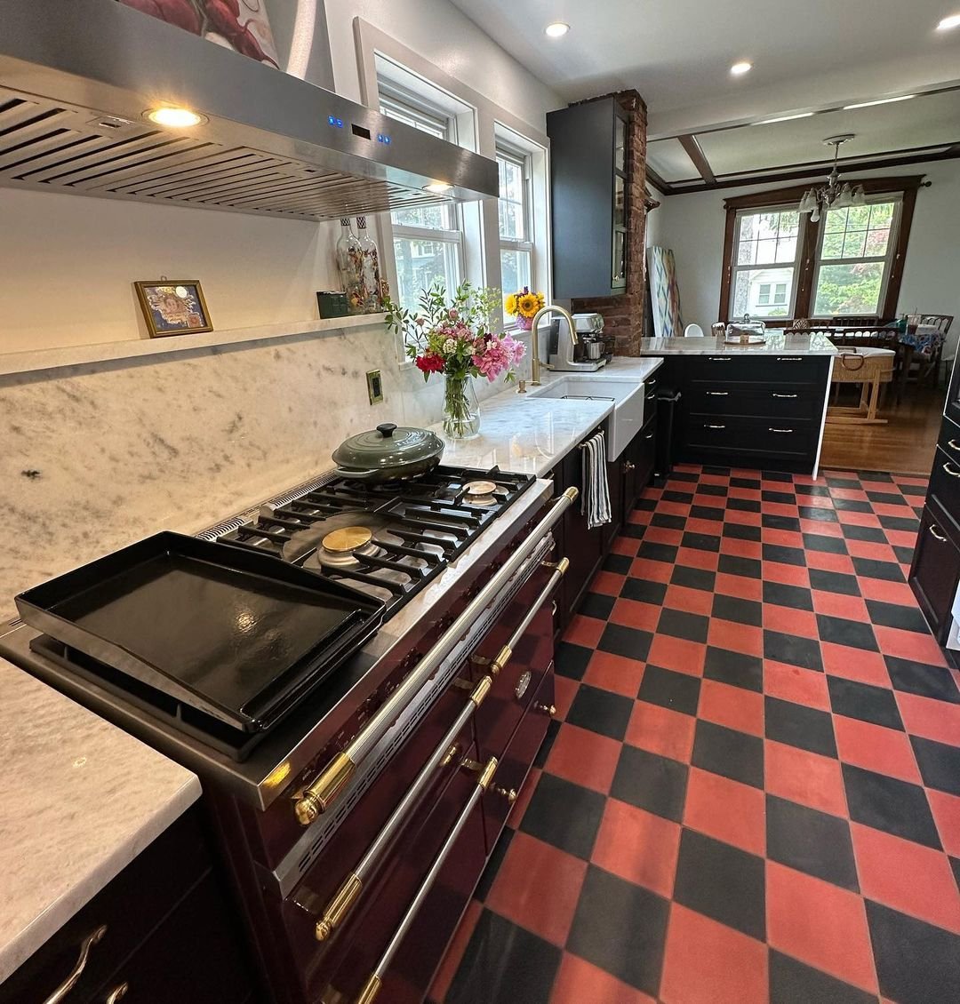 Kitchen renovation with this awesome stove imported from Europe..jpg