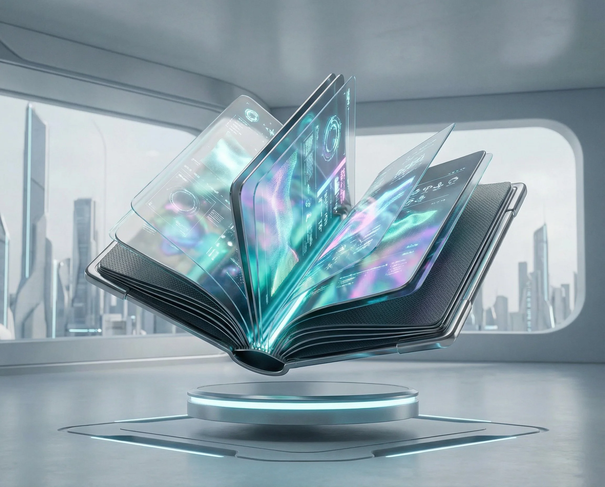 Translucent futuristic book