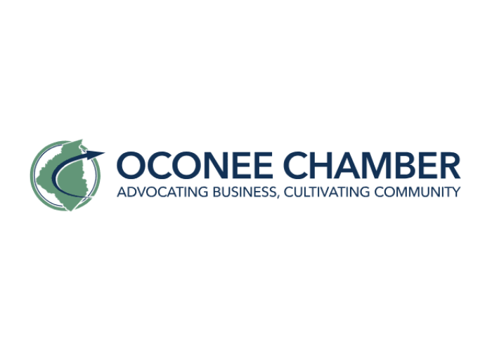 Oconee Chamber logo with a globe and dolphin, with the tagline "Advocating Business, Cultivating Community".