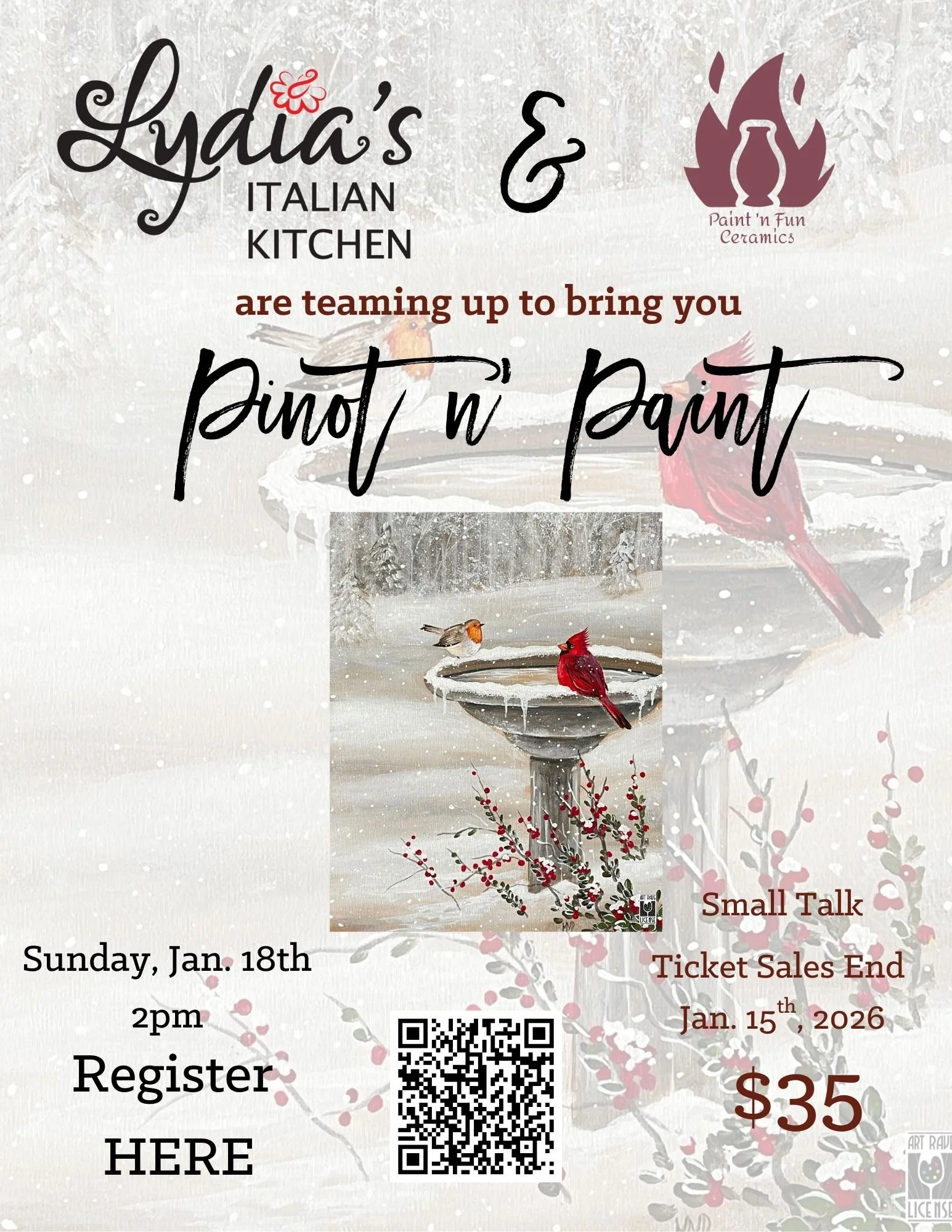 Pinot & Sip: An Artistic Evening at Lydia’s Italian Kitchen! 