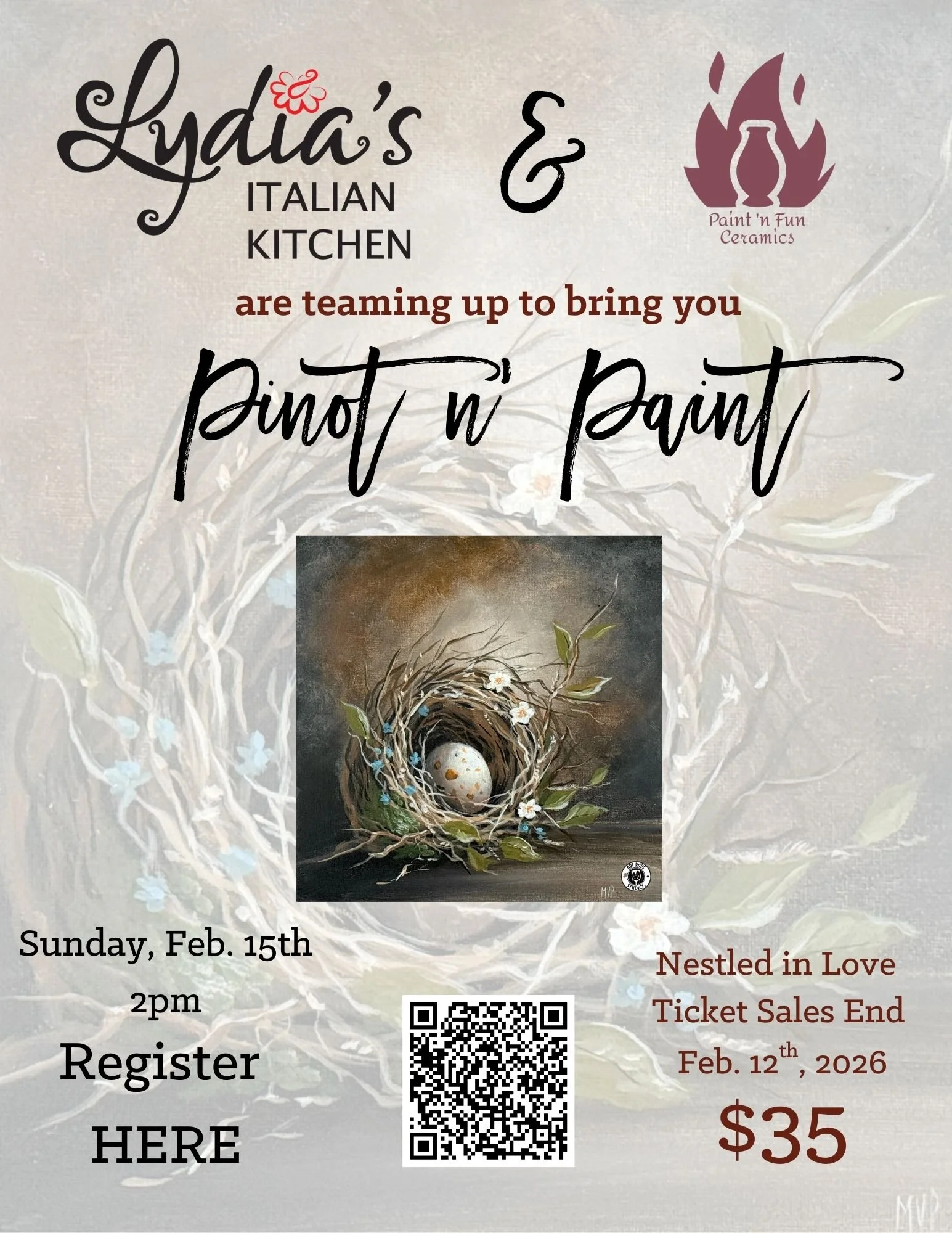 Pinot & Sip: An Artistic Evening at Lydia’s Italian Kitchen