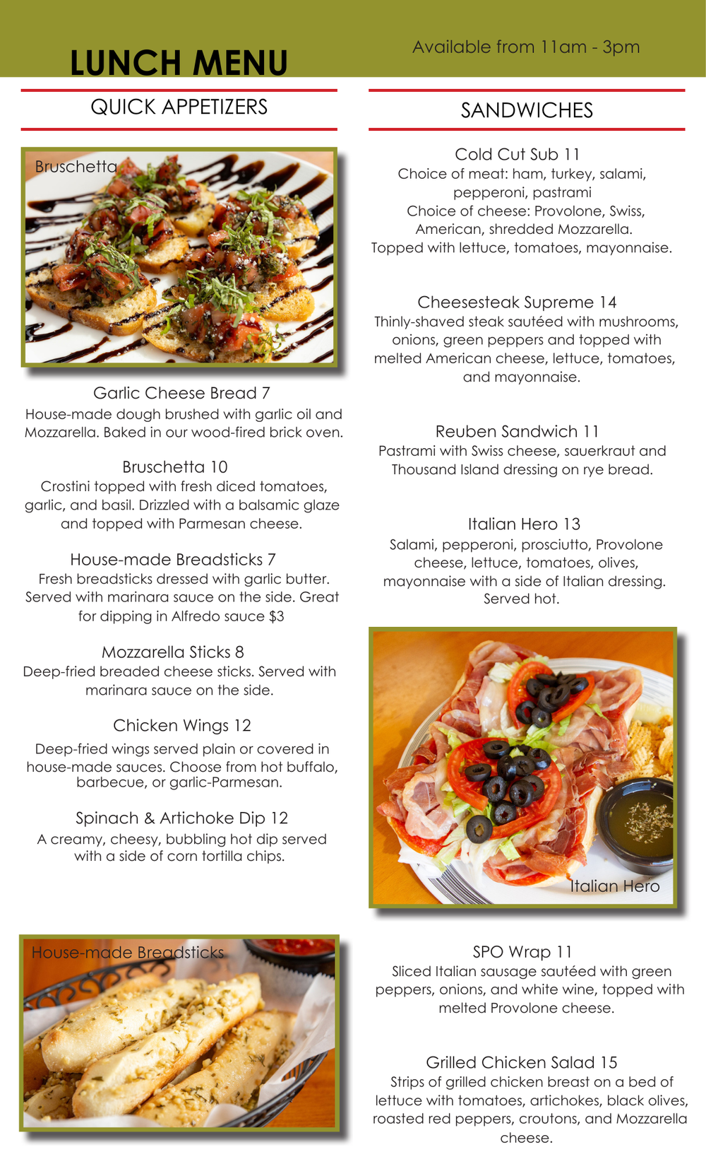 Menu — Lydia's Italian Kitchen - Home