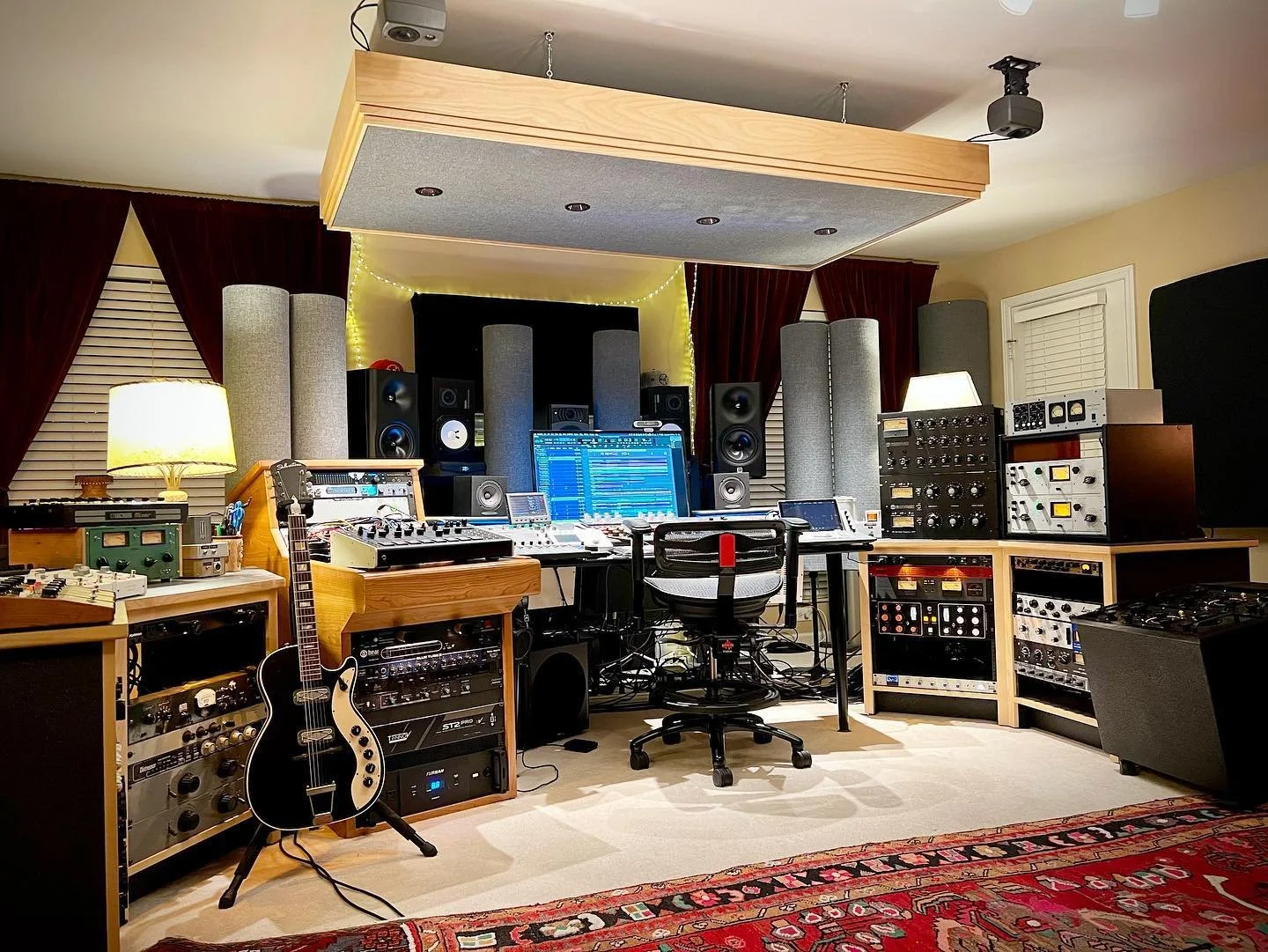 Custom 4ft x 8ft, Bass Trapping, Mix Cloud with Art Deco Style Trim in Natural Birch installed for @reel_recording. Also installed a few ceiling speakers to ramp up for a full Dolby Atmos system. More to come on this space.