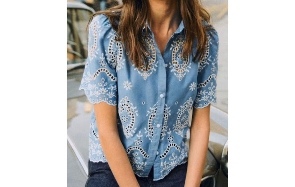Elvira Blouse Cream Chambray $125