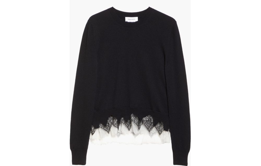 McQueen Cobweb Lace Wool & Cashmere Sweater $1,590