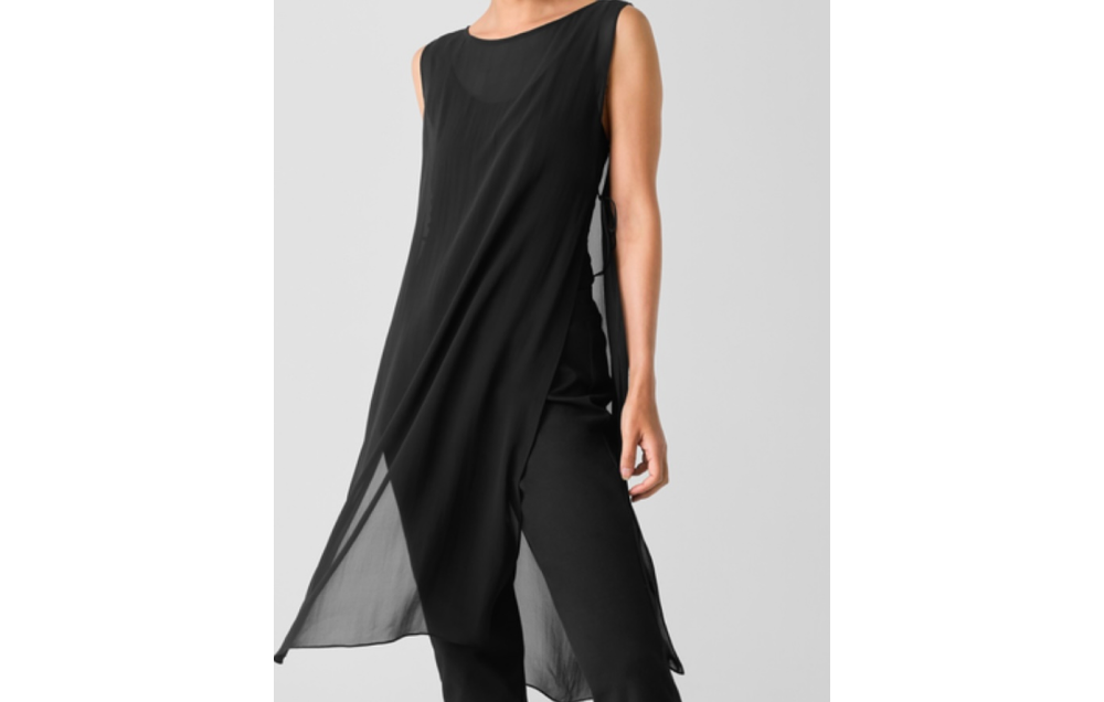 Sheer Silk Georgette Bateau Neck Silk Poncho $188