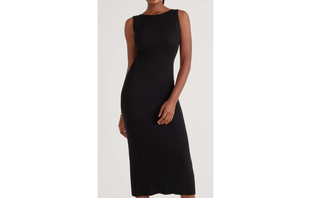 Cotton Cashmere Ribbed Sleeveless Midi Dress $59.90