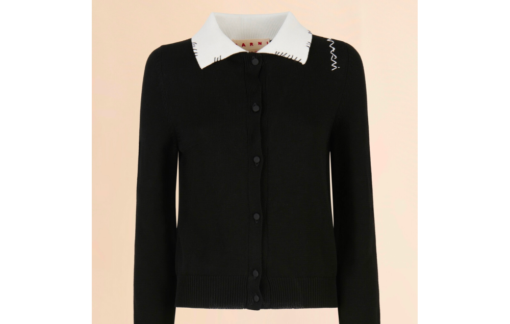 Black cotton cardigan with Marni Mending $995