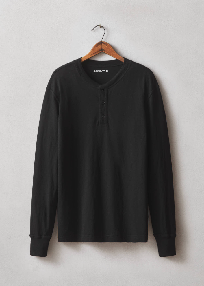 Premium Slub Henley Tee Long Sleeve $70