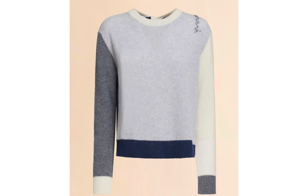 Grey colour block cashmere jumper with Marni Symbol $1,195